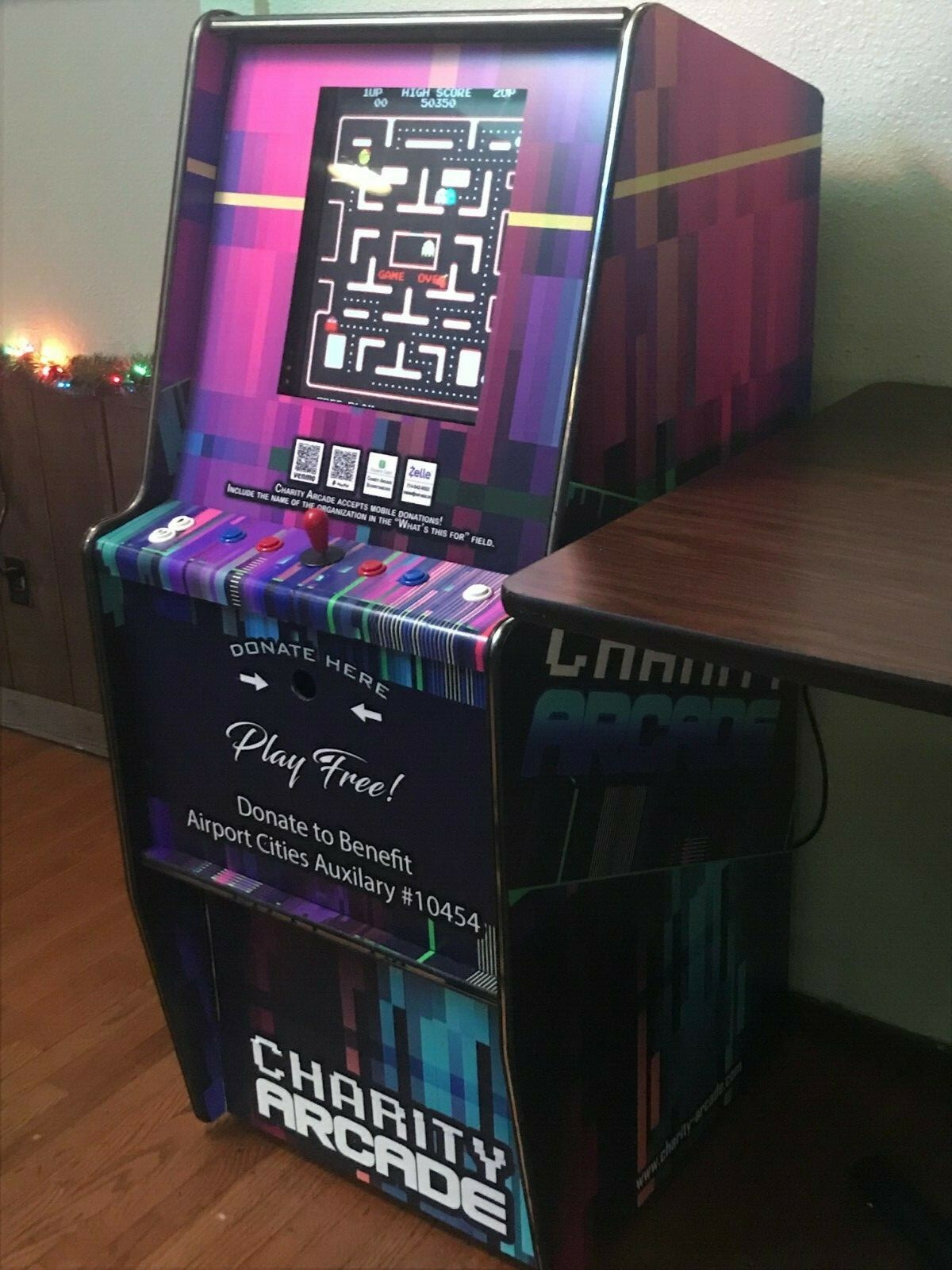 1981 Reunion NAMCO Licensed Ms. Pacman/Galaga Arcade Machine Game Charity Arcade