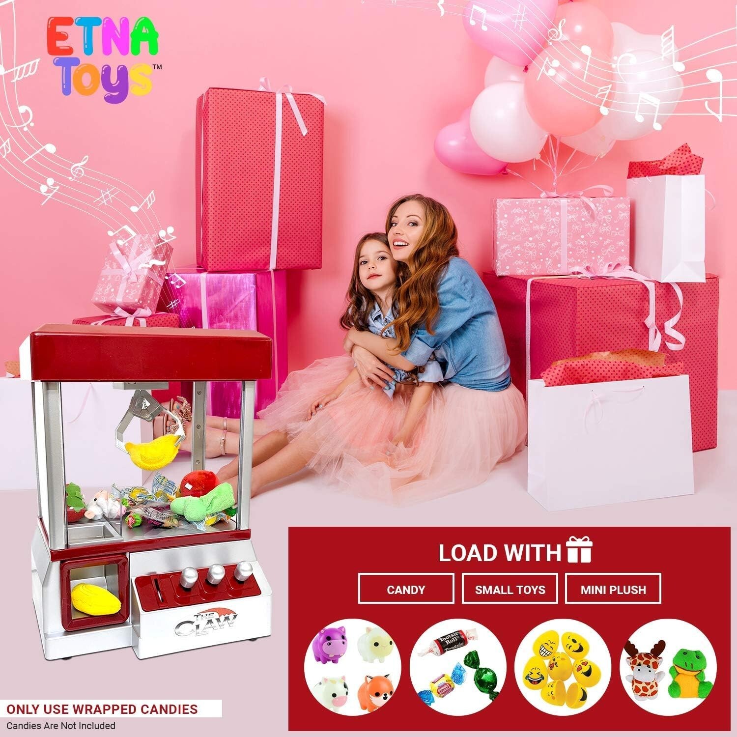 Etna Arcade Claw Machine – Endless Fun, Music, Perfect for Parties – 8×7.7×4