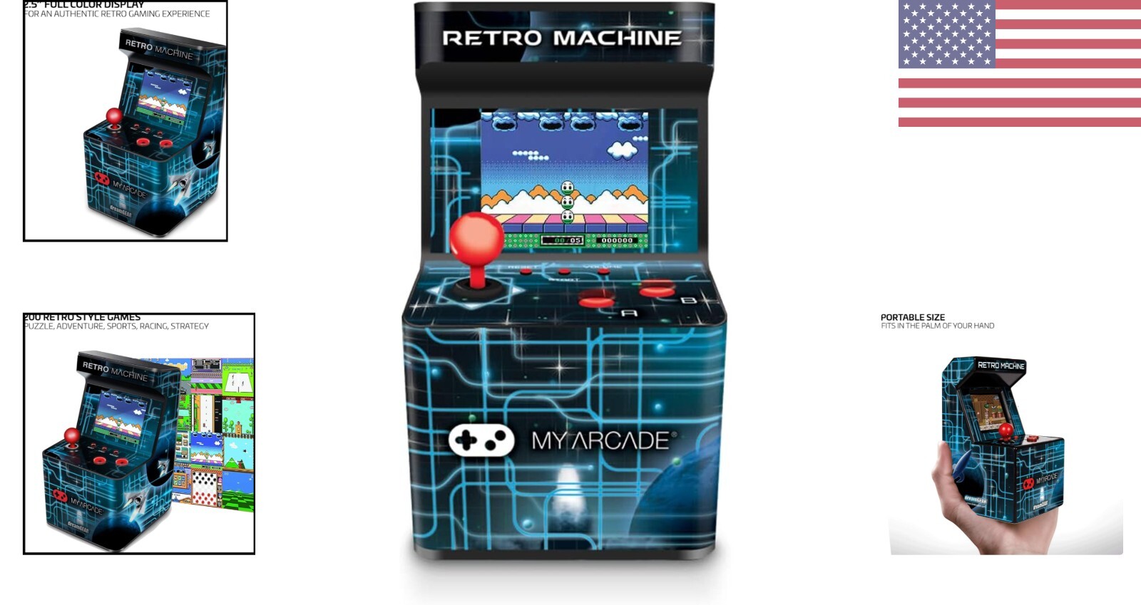 Nostalgic Compact Mini Arcade: 200 Games, Portable, Realistic, 5.75″ Tall
