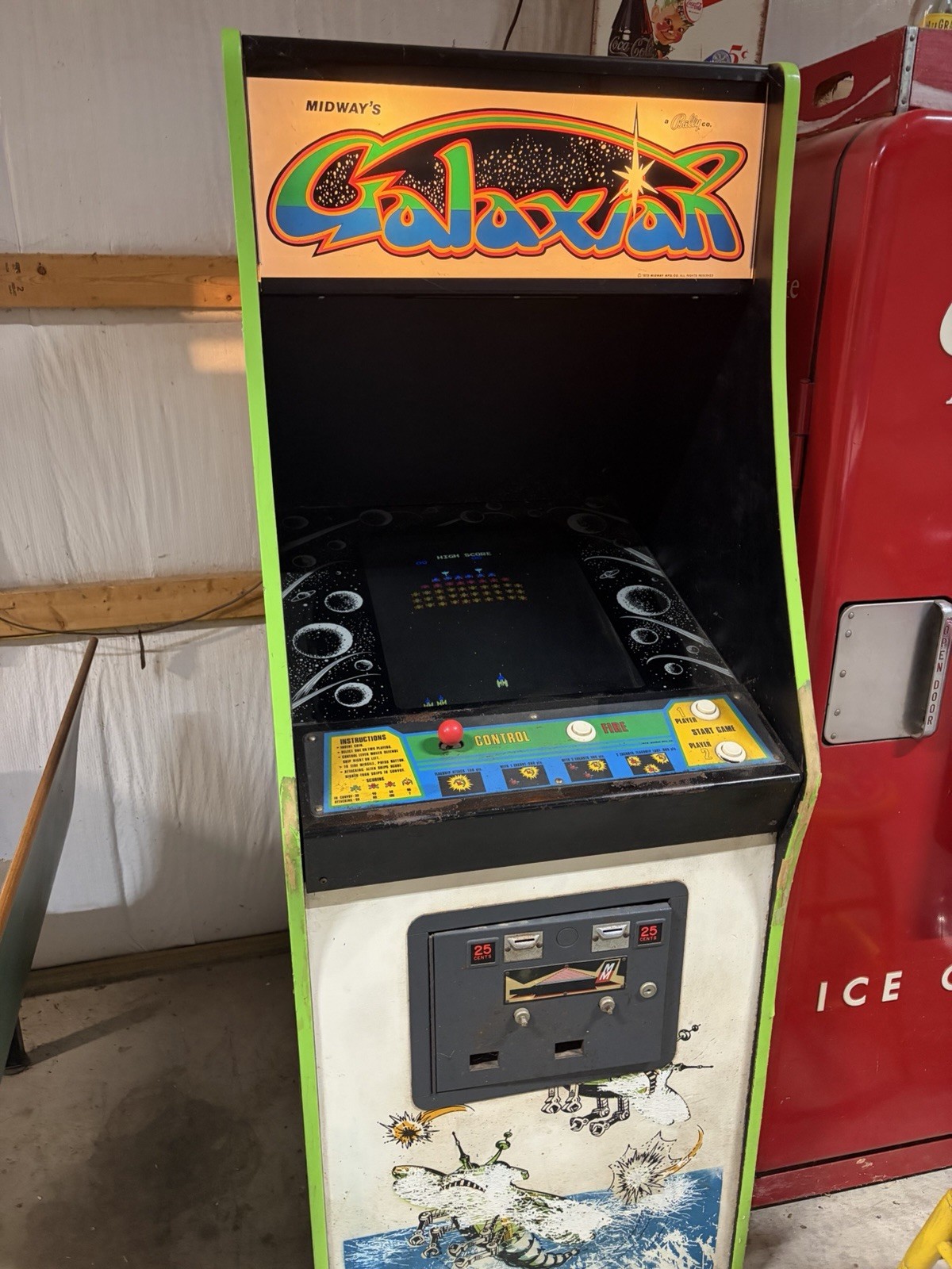 Midway Galaxian Upright Coin-Op Video Arcade Machine Cabinet