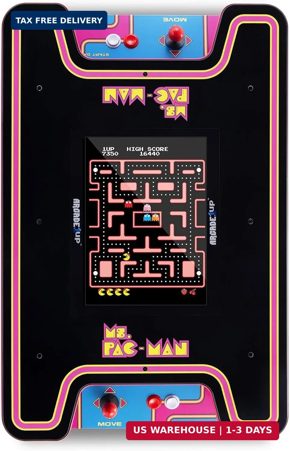 Arcade1Up Ms. PAC-MAN Head-to-Head Arcade Table, 12 Classic Games | Retro Home A