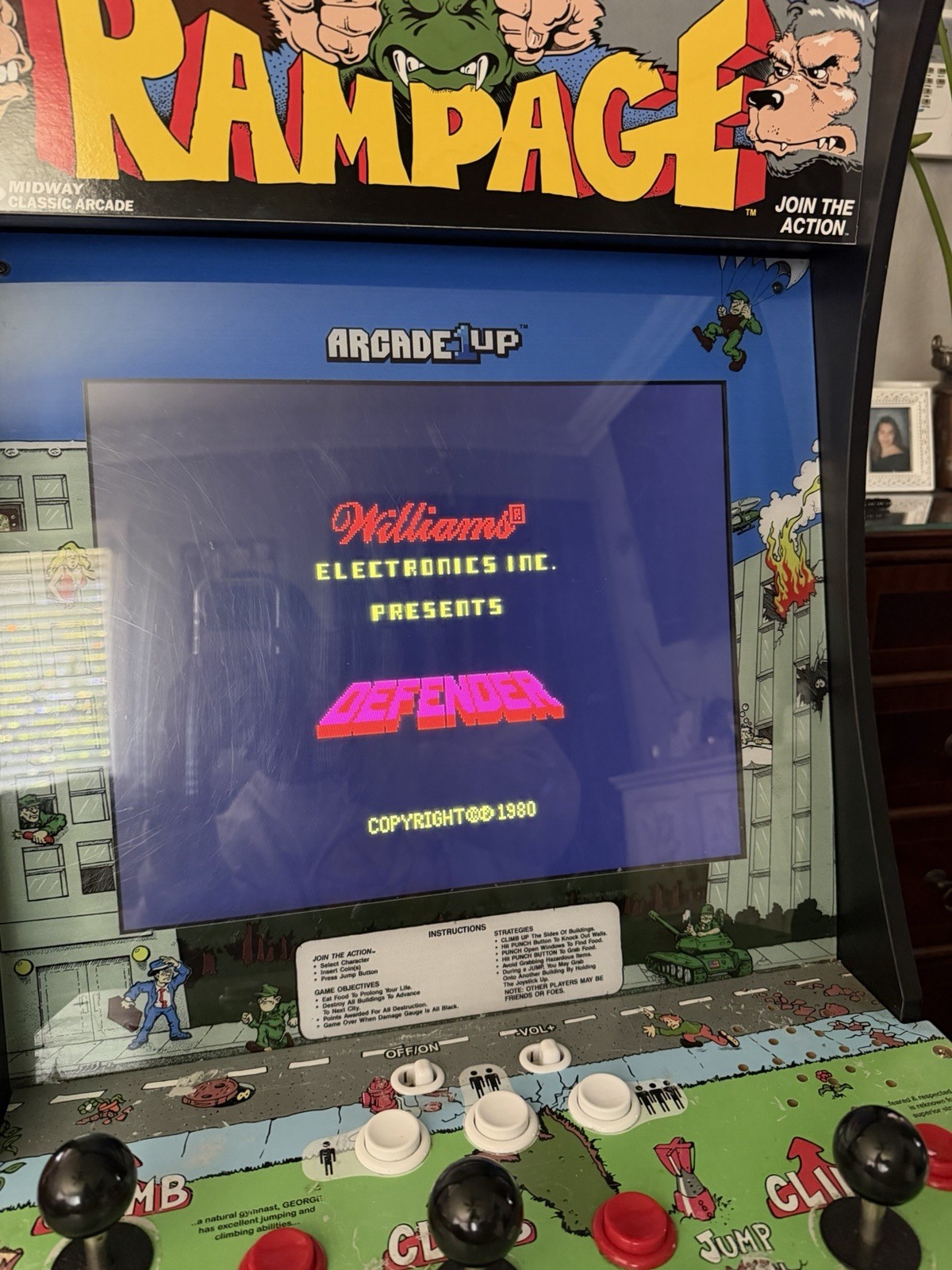 Arcade1up Midway Classic Arcade Machine Rampage Gauntlet Joust Defender