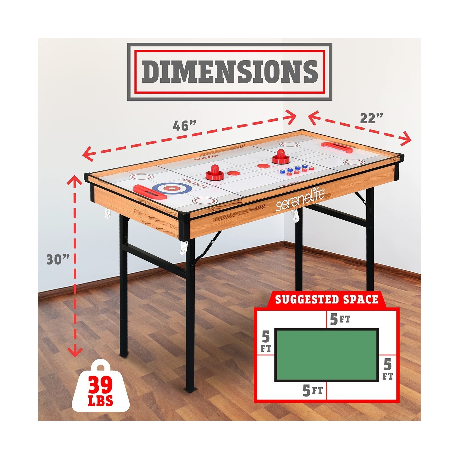 4 in 1 Multi Game Table – Folding, Ping Pong/Air Hockey/Pool/Shuffleboard