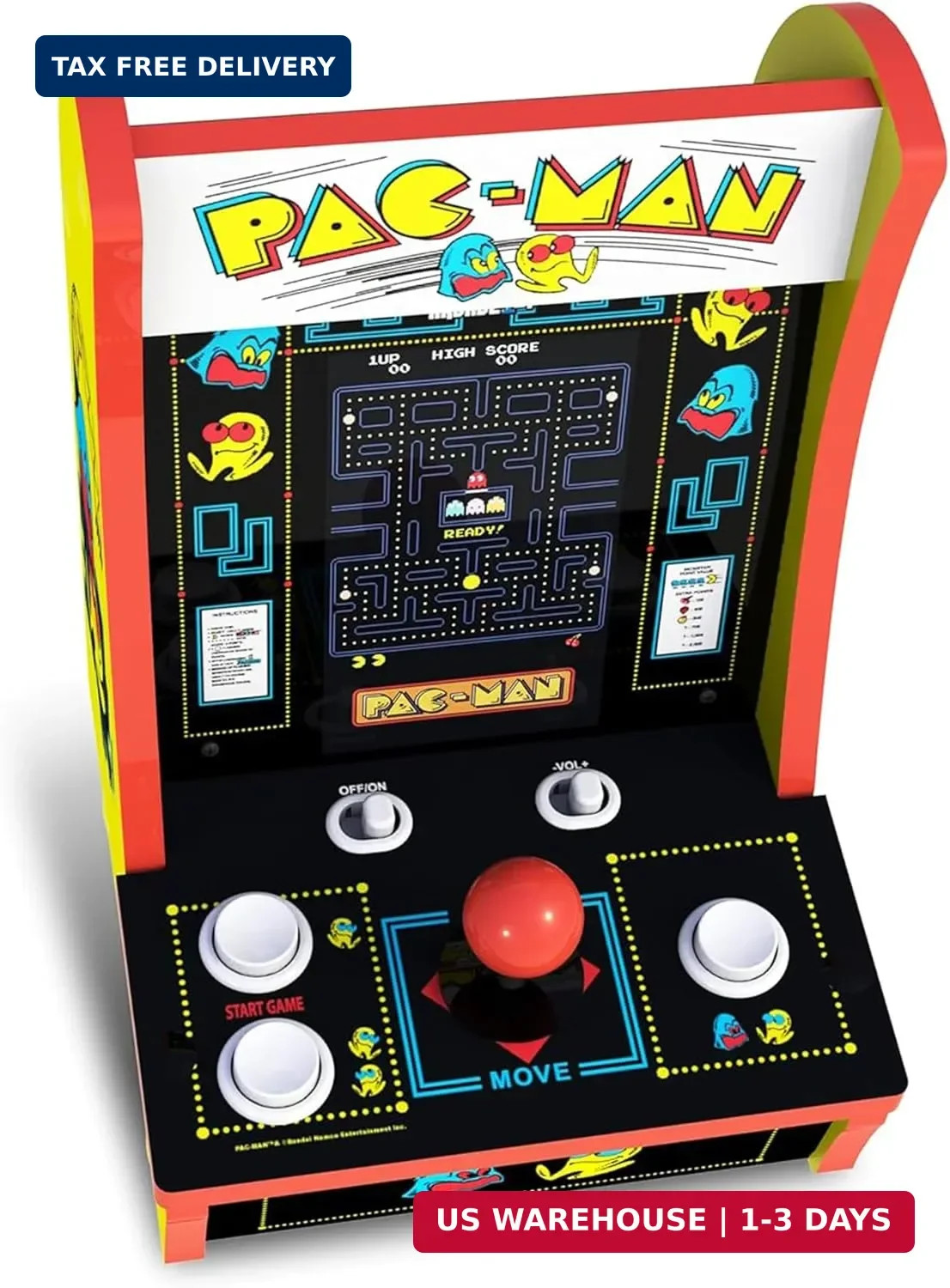 Arcade1Up Pac-Man Countercade Countertop Arcade Machine, 3 Retro Games | 7-Inch