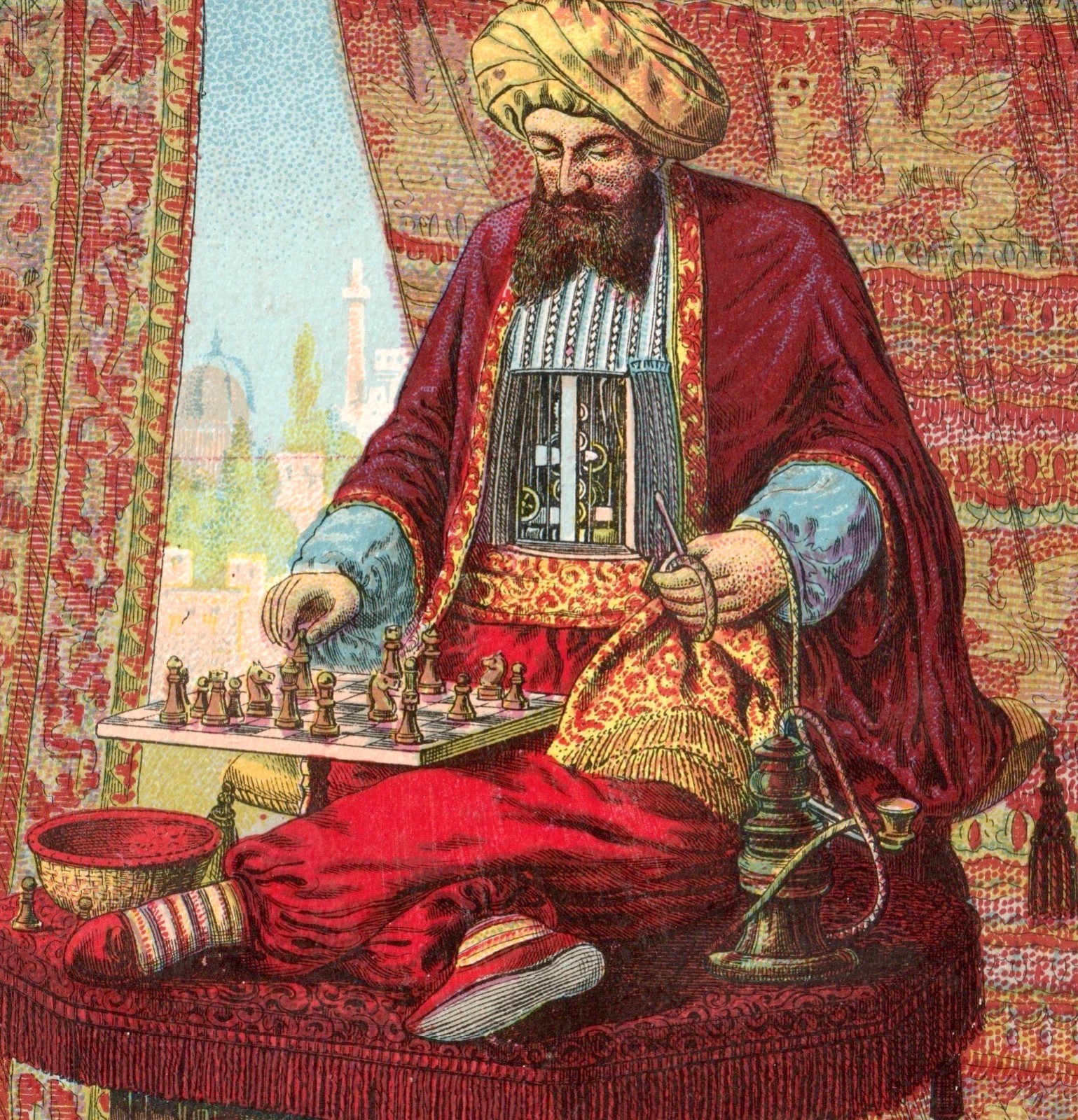 Ajeeb Arcade © 1886 Chess Automaton Eden Musée Museum Circus Sideshow Trade Card