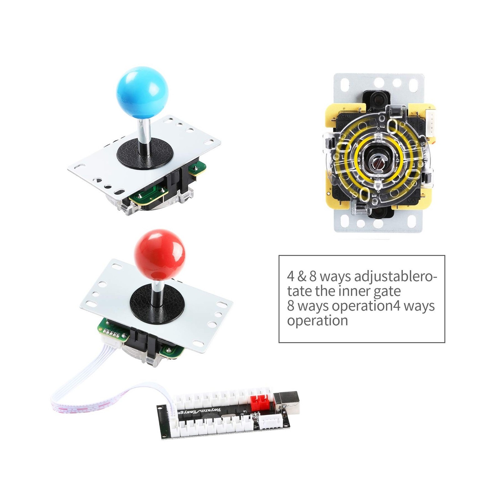 LED Arcade DIY Parts 2x Zero Delay USB Encoder + 2x 8 Way Joyst… FAST USA SHIP
