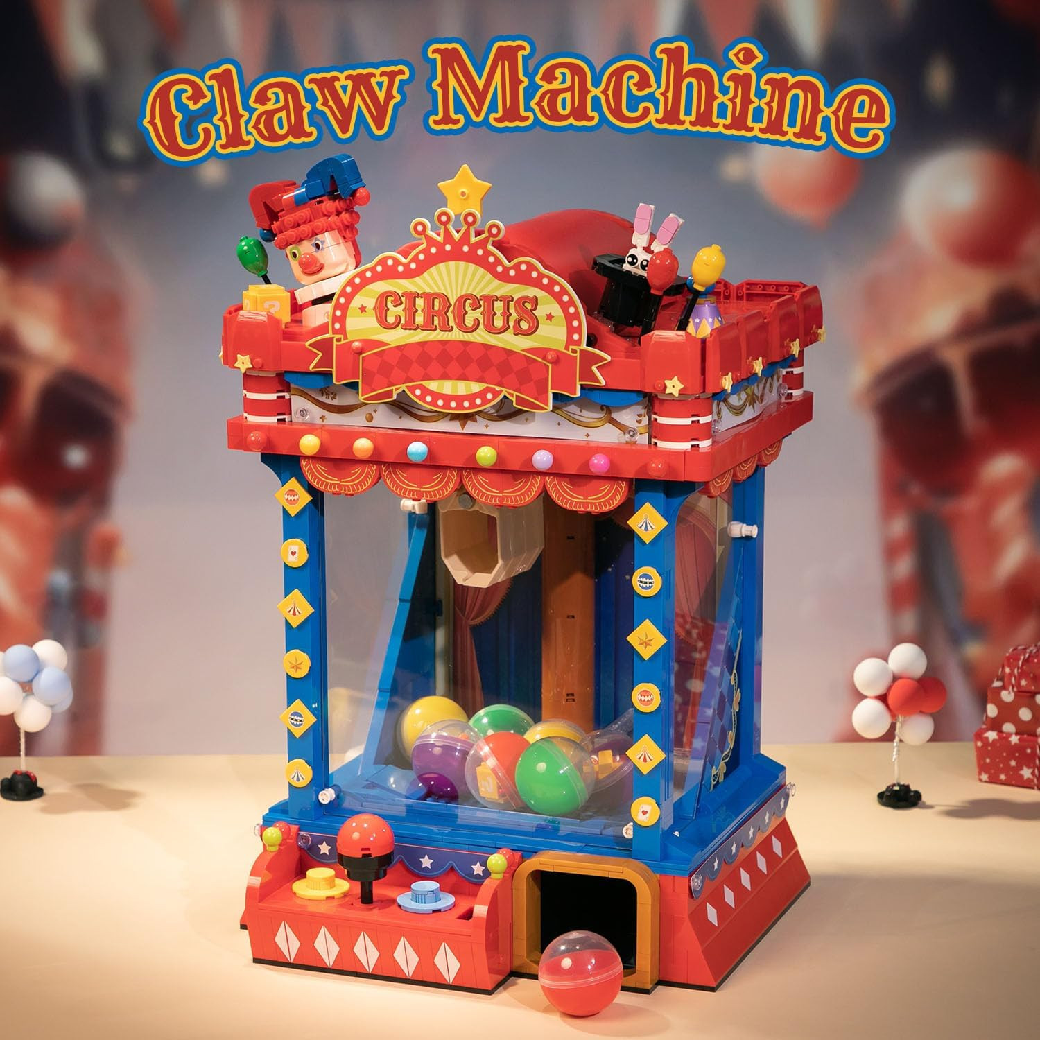 Retro Circus Claw Machine Building Kit, Arcade Style Arcade Machine Block Model