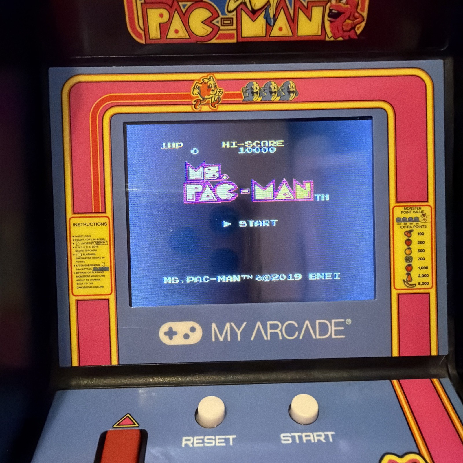 Ms. Pac-Man My Arcade 7” Mini Arcade Machine Video Game Bandai Namco – Working