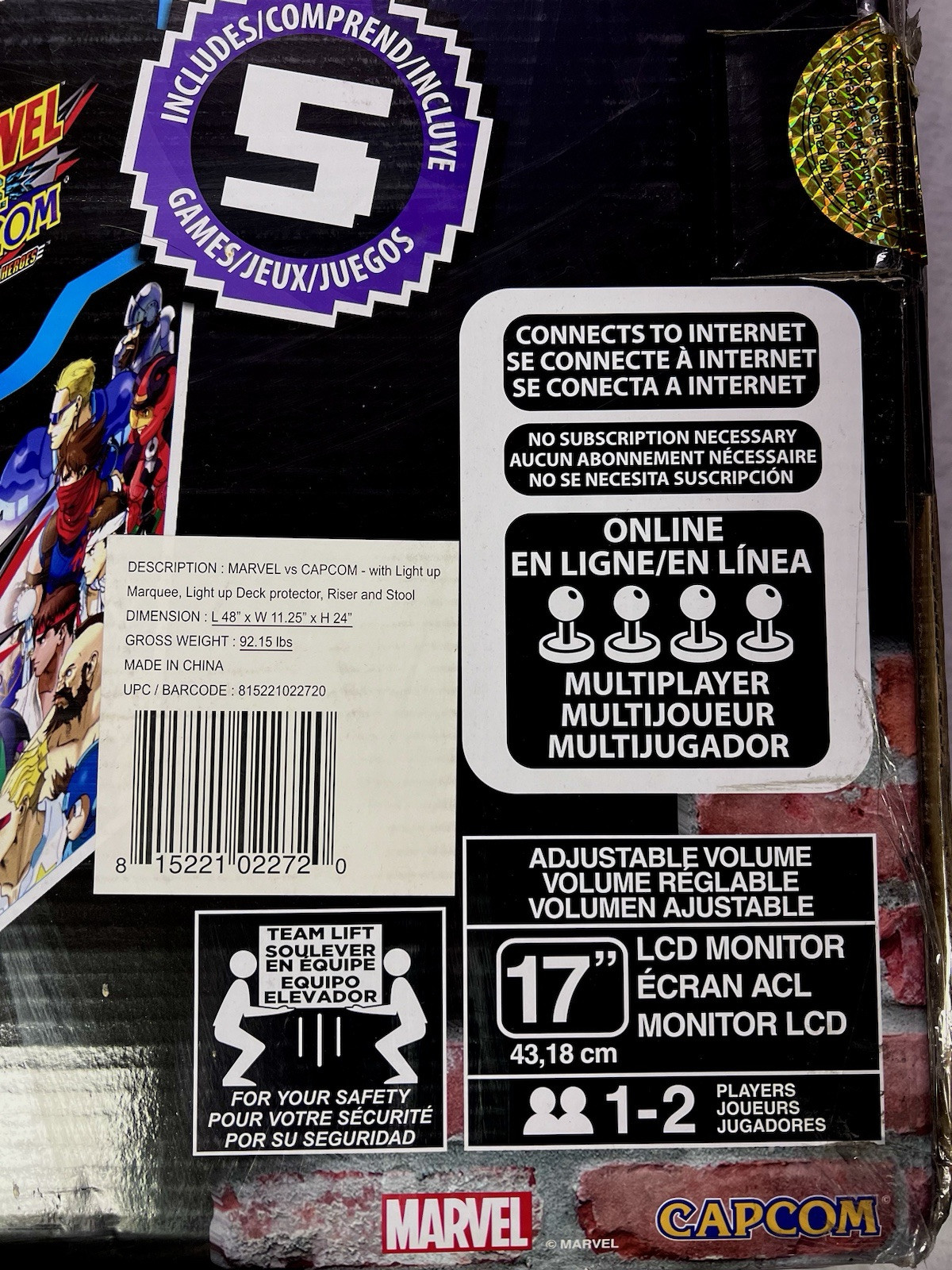 Marvel vs Capcom Arcade1Up LIMITED EDITION w/ Custom Stool/Riser/Lit Marquee USA
