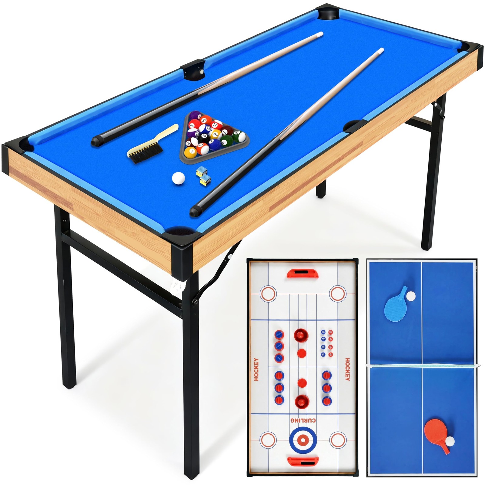 SereneLife 4 in 1 Multi Game Table, 4’x2’ Folding Portable Sports Arcade Game…