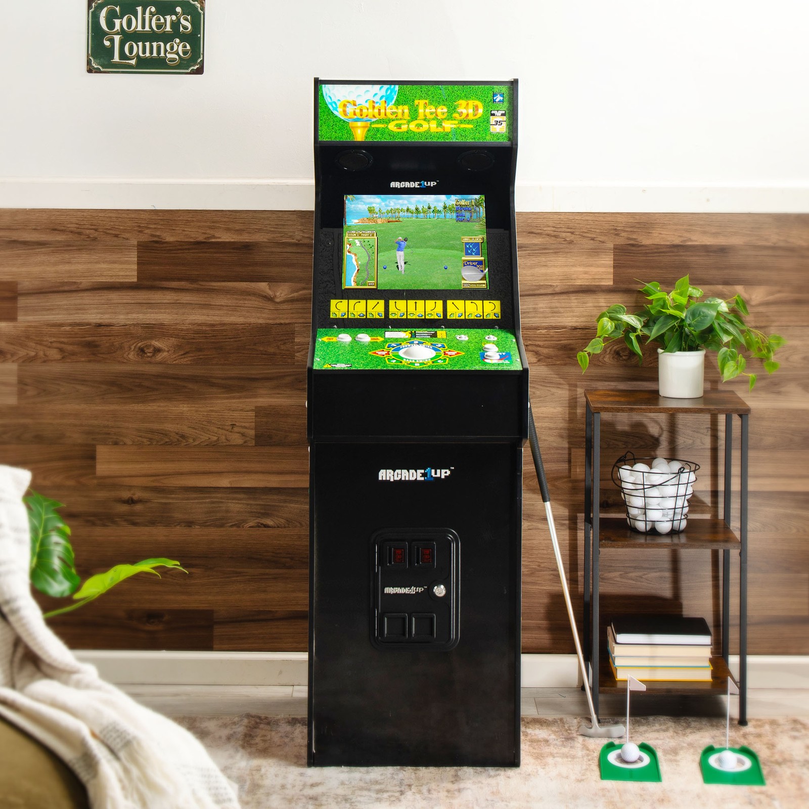 Arcade1Up Golden Tee 3D Deluxe Arcade Console Video Game Machine, 5-Foot Cabinet