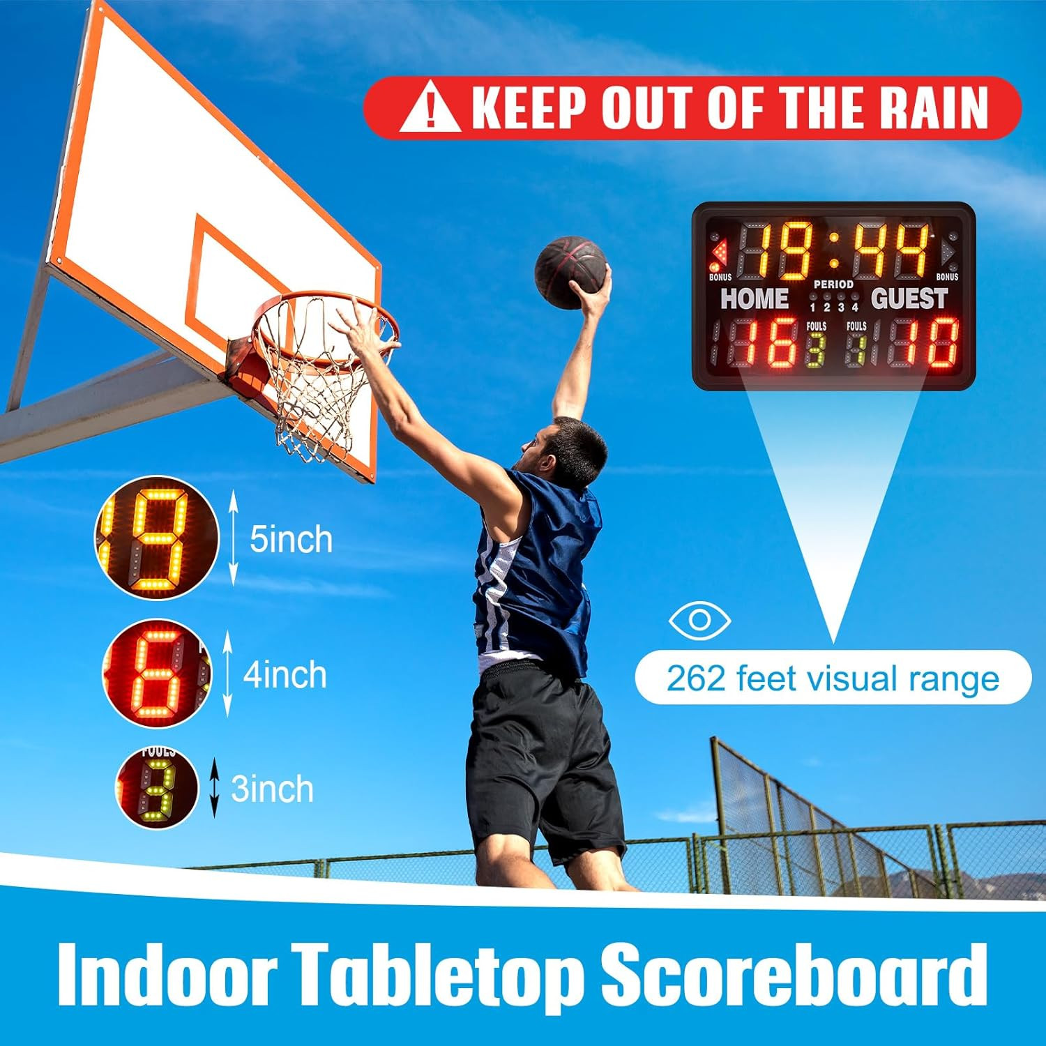 24 X 16 Inch Electronic Basketball Scoreboard Tabletop Digital Scoreboard with R