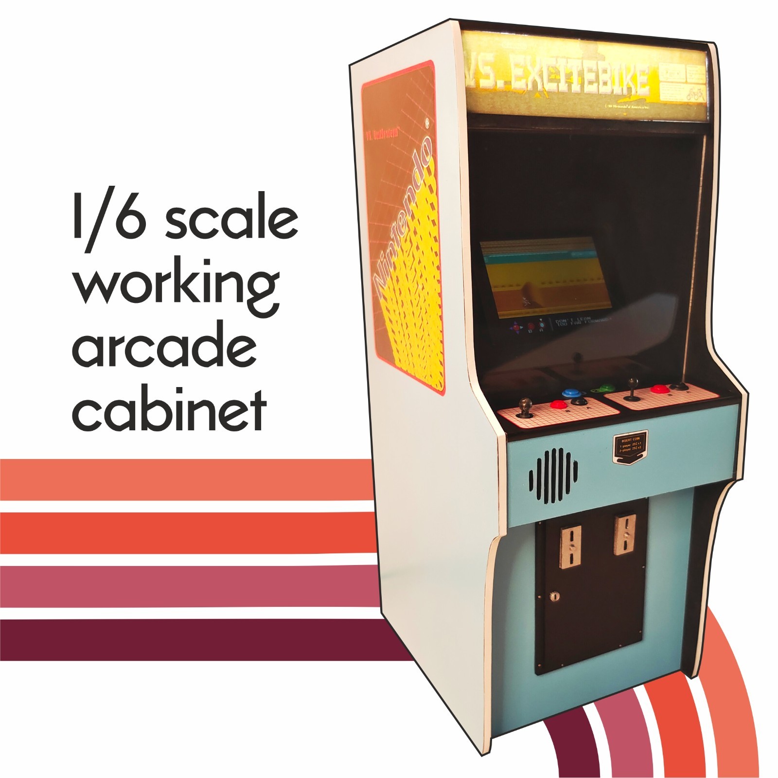 Excitebike 1/6 scale mini working arcade cabinet.
