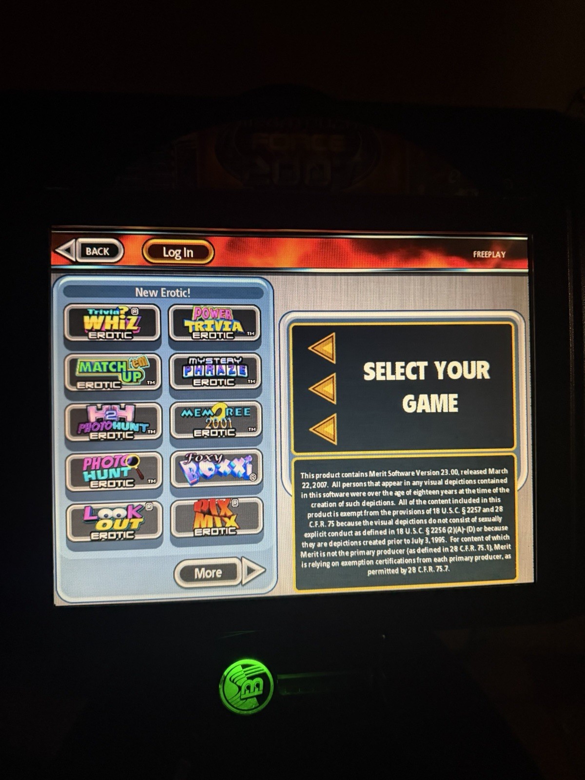 2007.5 Merit Megatouch Force Evo Countertop Touchscreen Arcade Game Machine