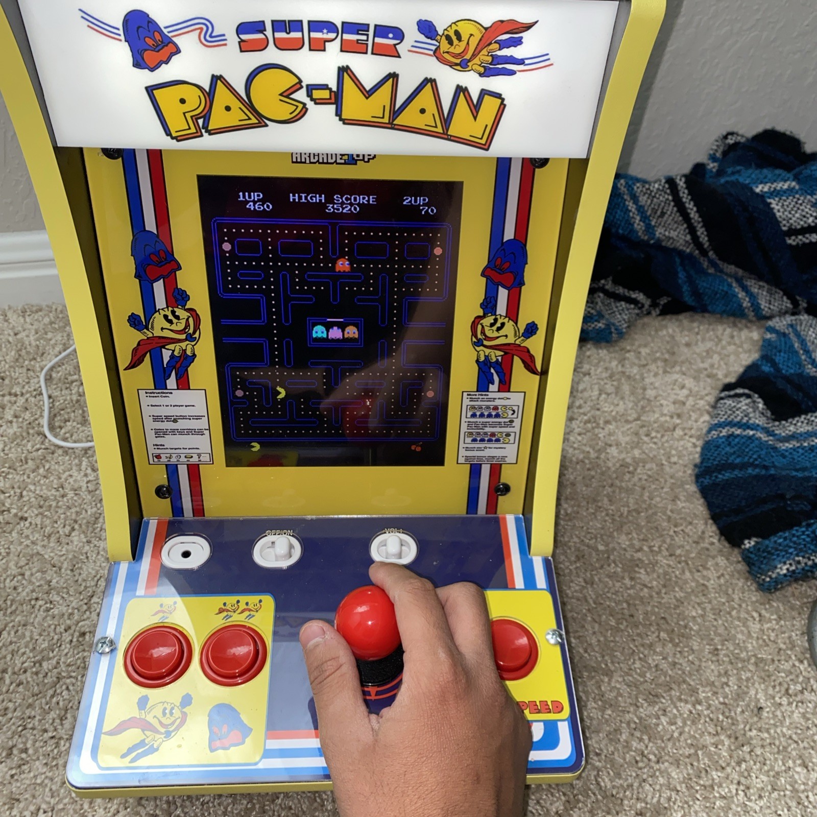 Arcade1UP Super PAC-Man Counter Top Arcade Machine 4 Games PAC-C-01334 Tested