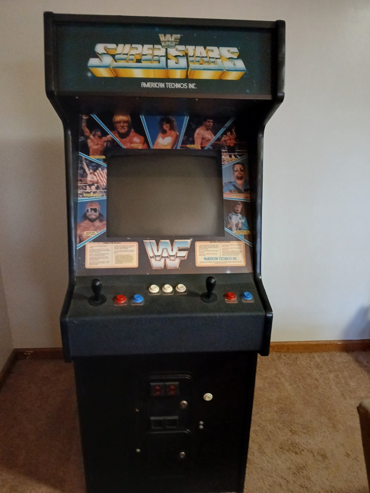 American Technos Inc. WWF Superstars Original Arcade Machine Cabinet 1989