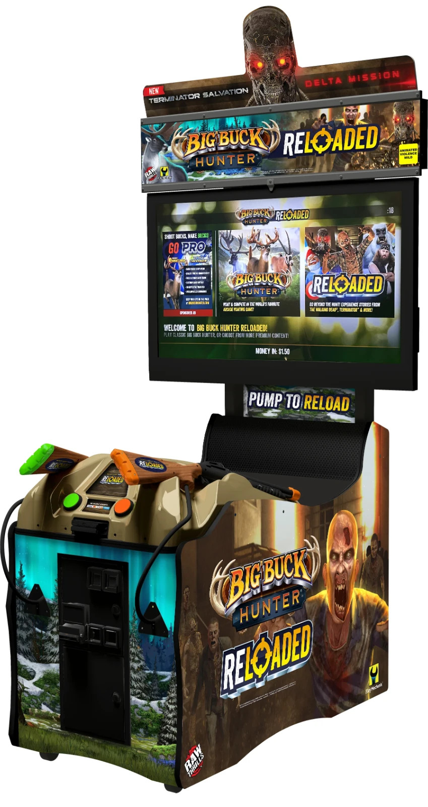 Big Buck Hunter Reloaded Mini Arcade Machine – 2-4 Players| 43″ HD | Raw Thrills