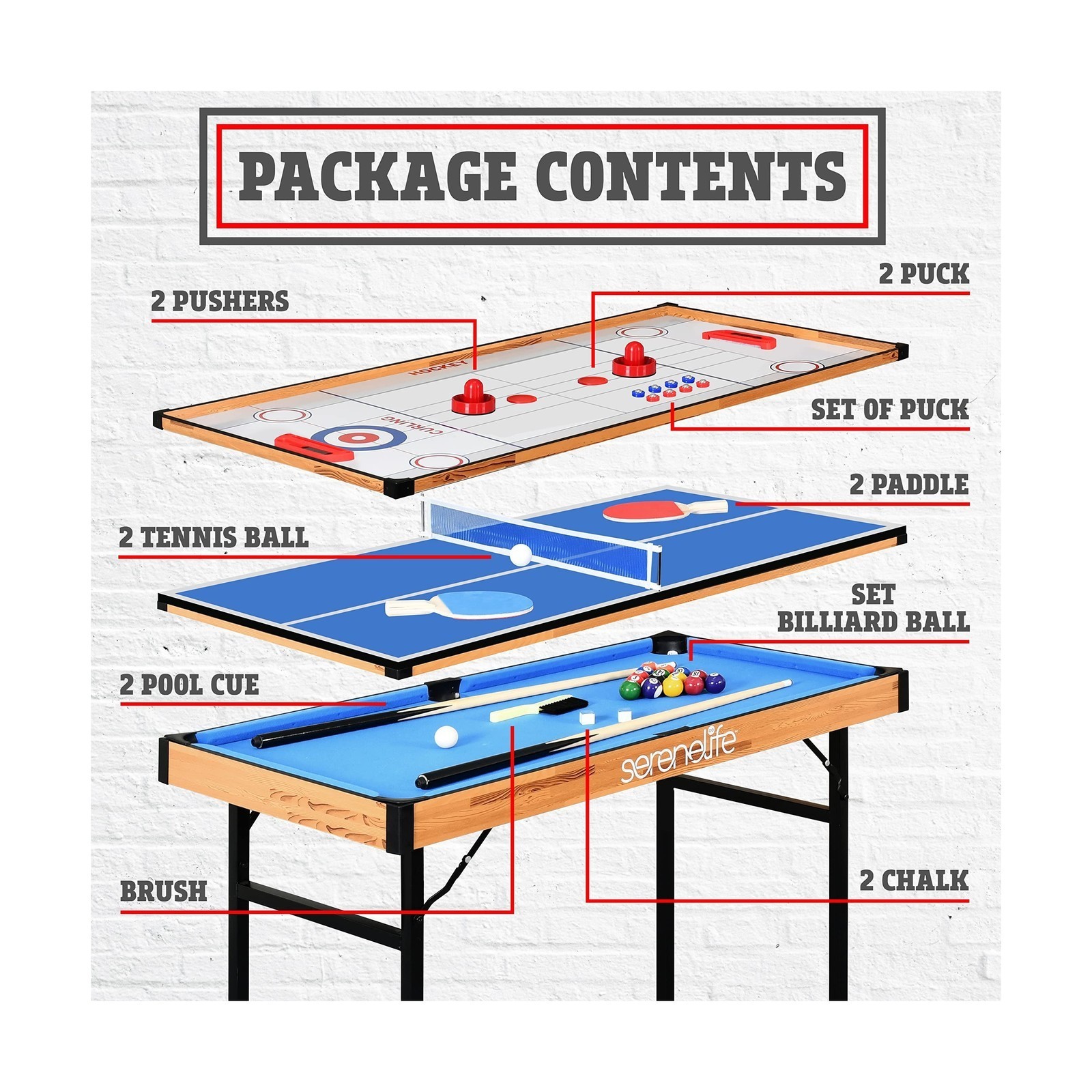 4 in 1 Multi Game Table – Folding, Ping Pong/Air Hockey/Pool/Shuffleboard