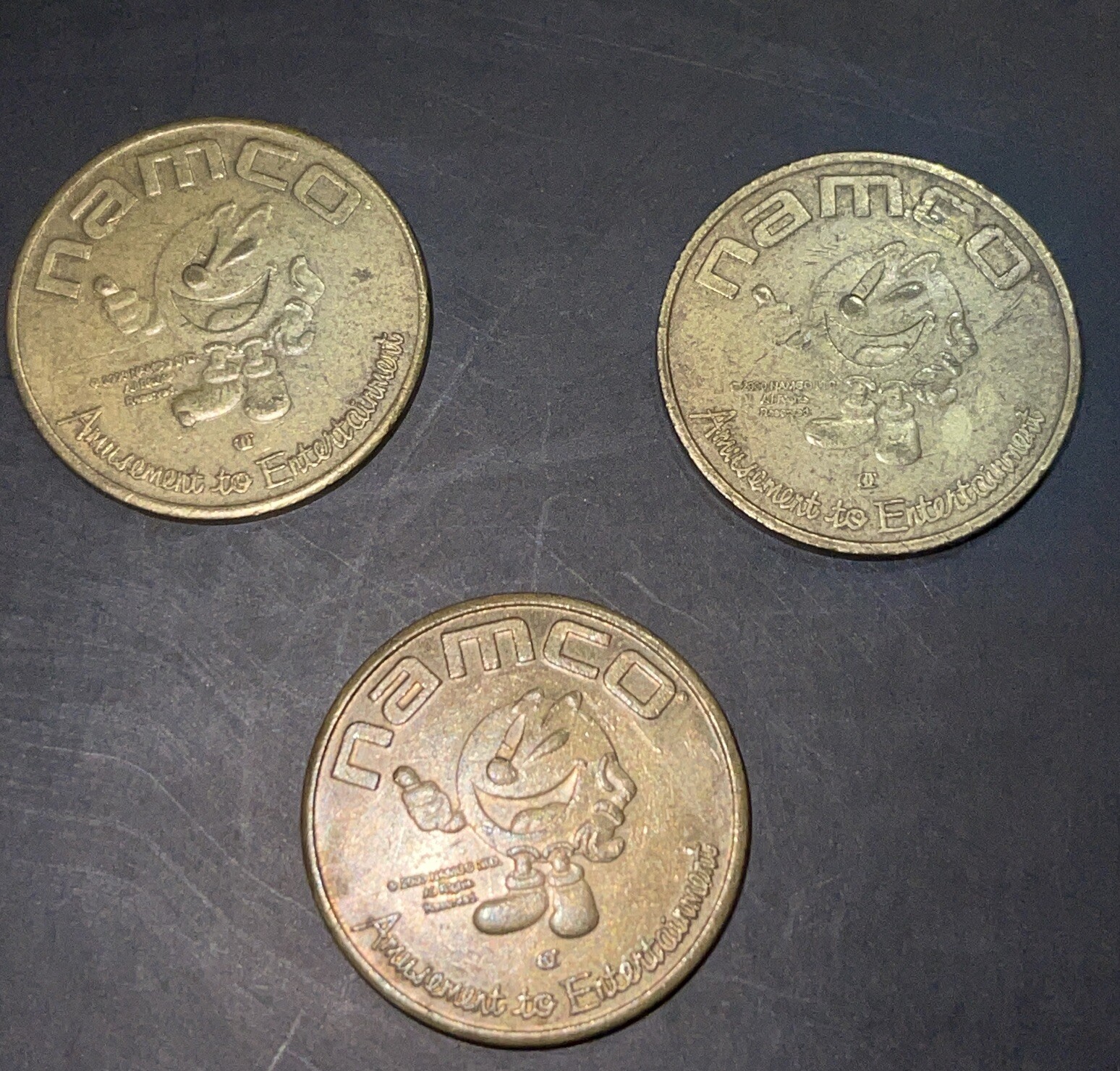 Namco Pac-Man Logo Amusement To Entertainment Arcade Token Set Of 3