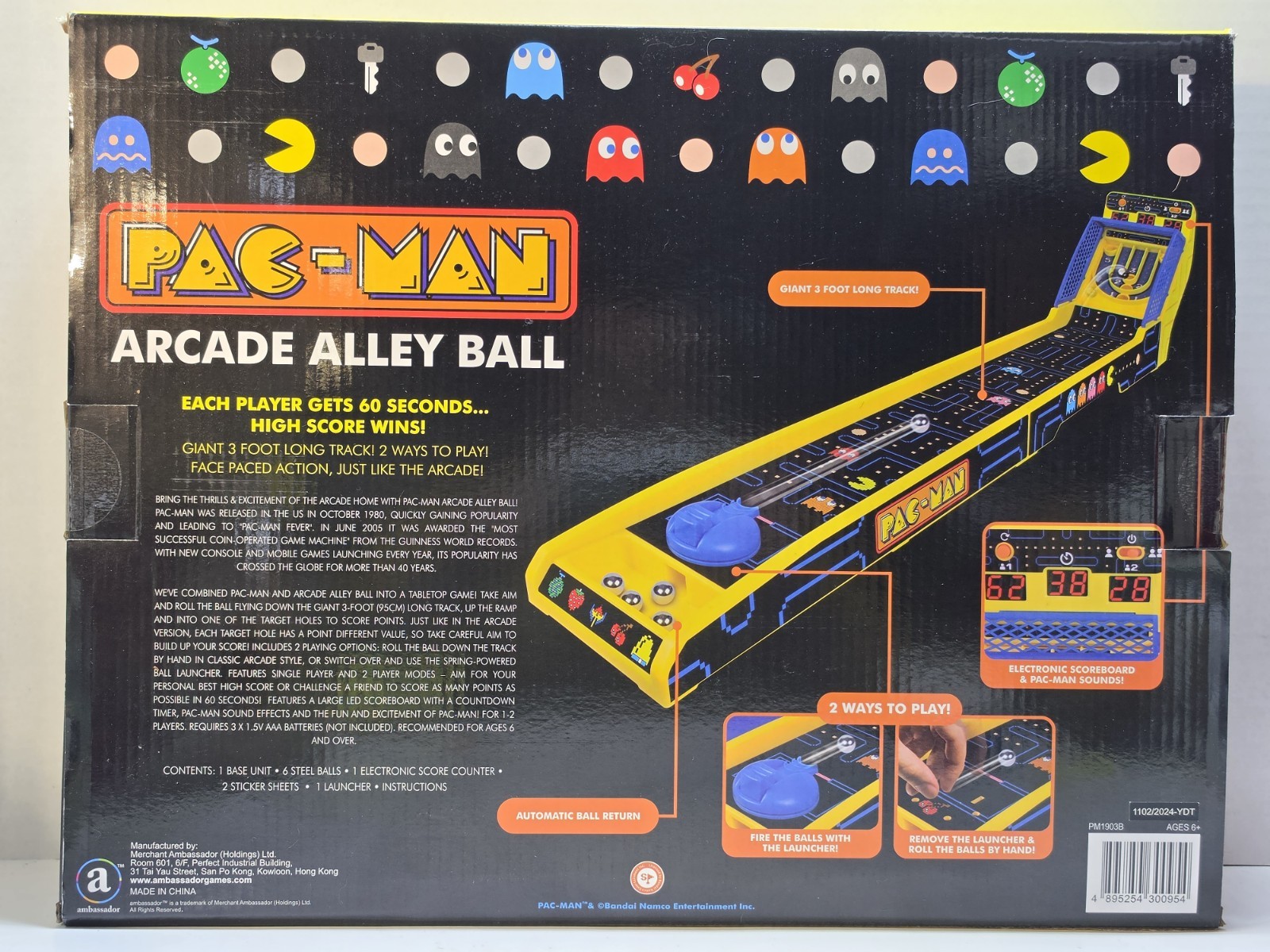 Pac-Man Electronic Arcade Alley Skee-Ball Tabletop Game w/ Lights & Sound 3-Feet