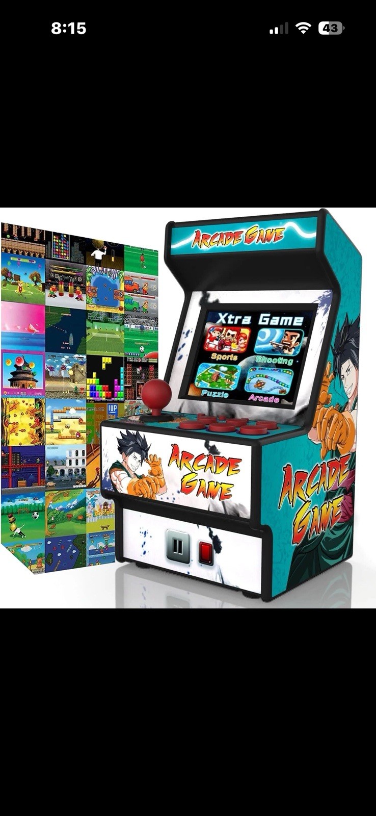 Mini Arcade Machine, Retro Gaming Console, Green 156 Games One Player