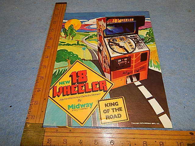 1979 Midway 18 WHEELER Video Game Upright Advertising Flyer