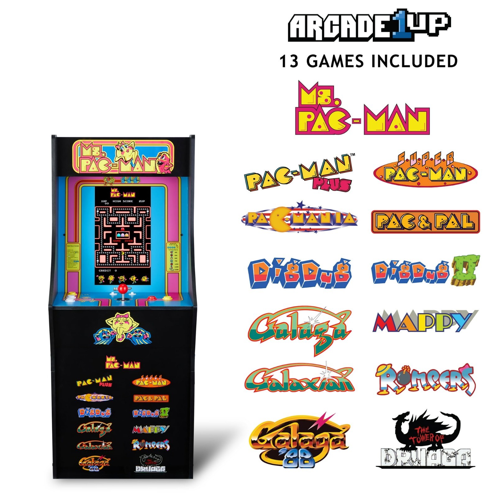 Arcade1Up Ms. PAC MAN Classic SE Arcade Machine – 4 Foot Cabinet 13 Classic Game