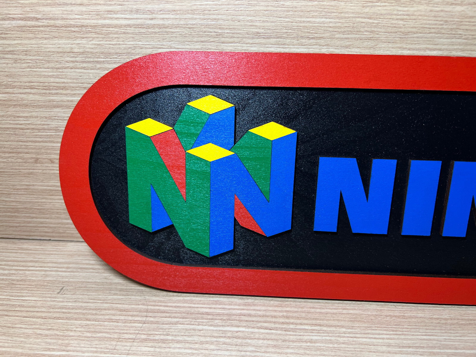 CLEARANCE Poster Logo Nintendo 64 Wood Display wall color N64 Mario Snes