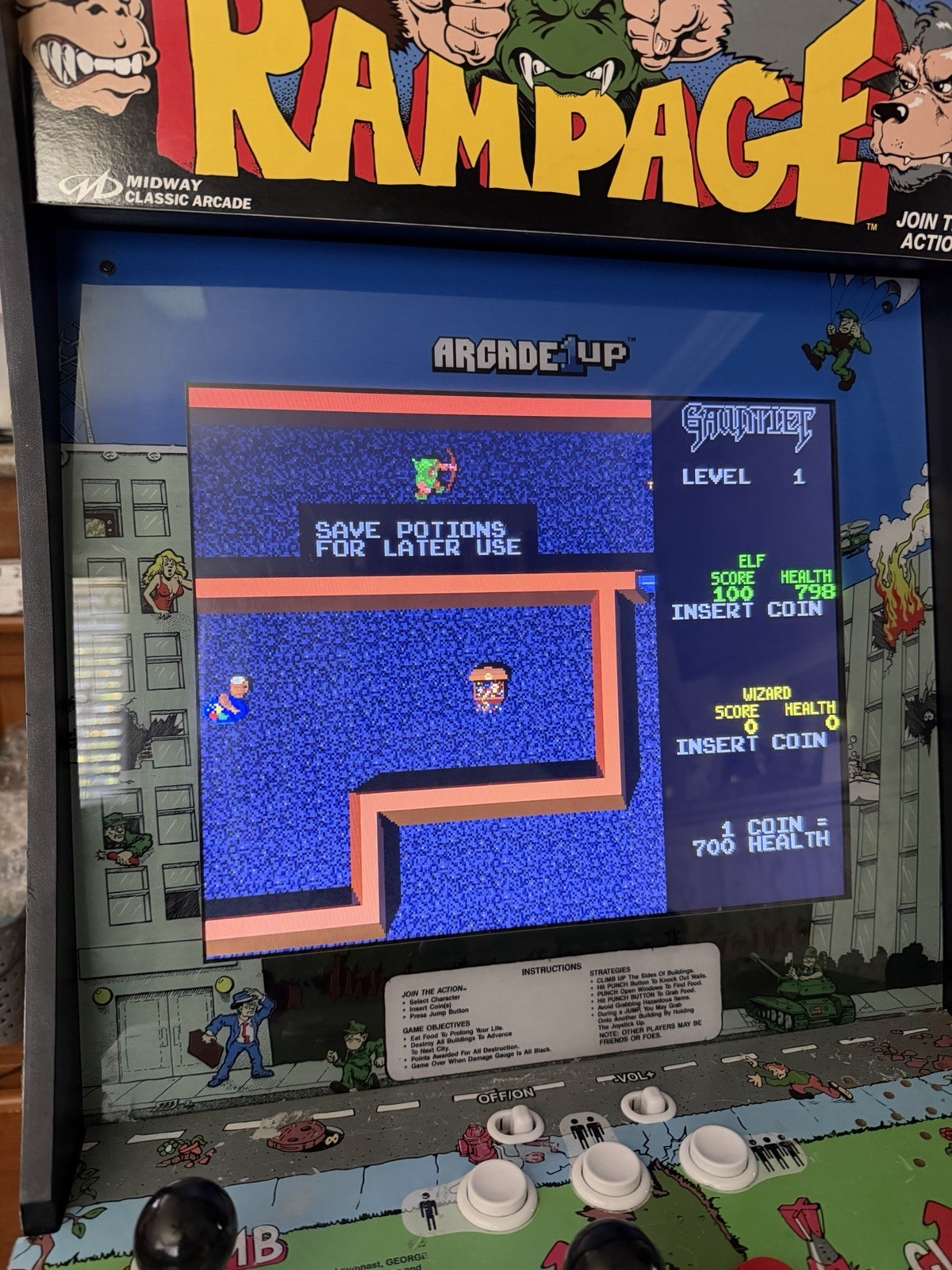 Arcade1up Midway Classic Arcade Machine Rampage Gauntlet Joust Defender