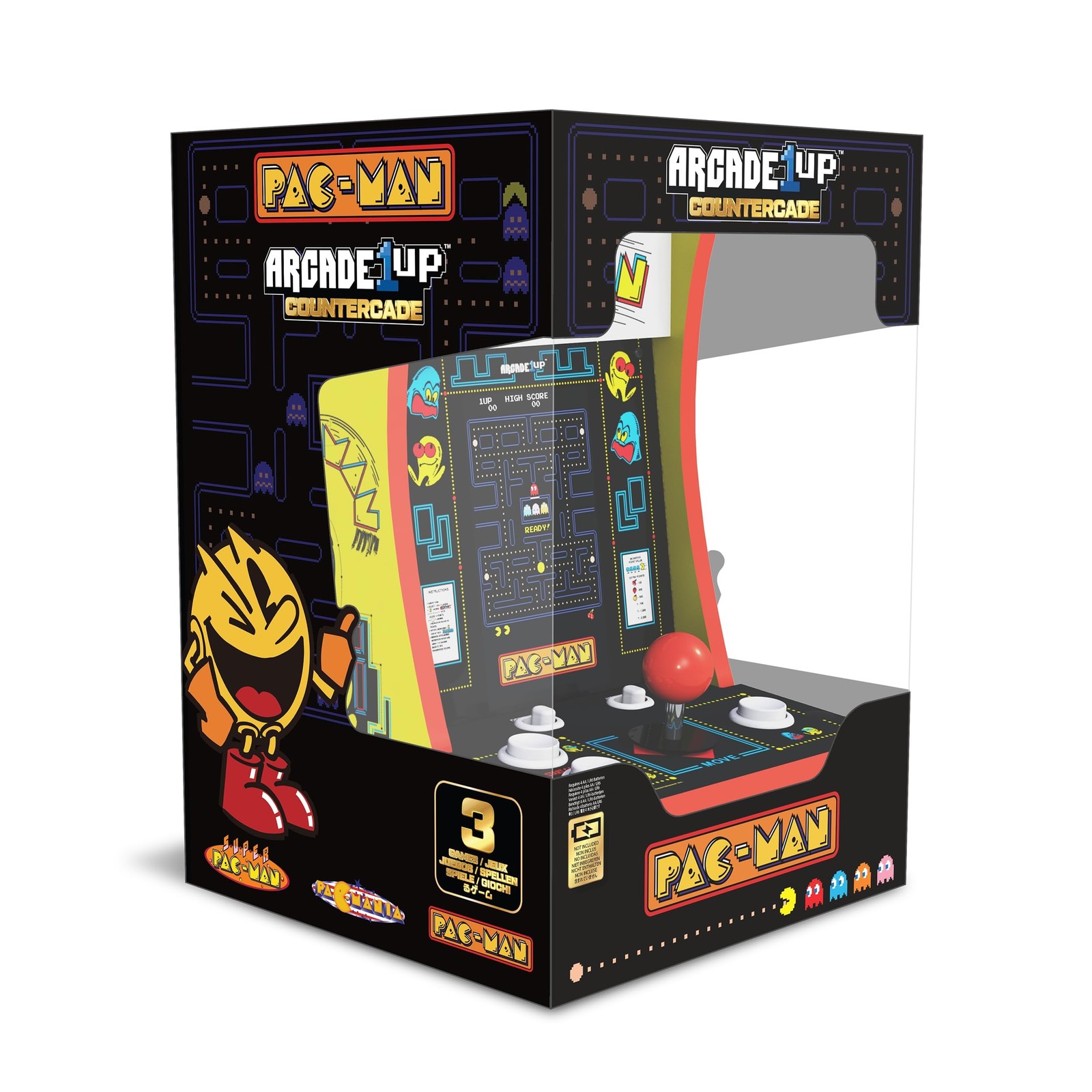 Arcade1Up Pac-Man Countercade Countertop Arcade Machine with 3 Retro Games, 7…