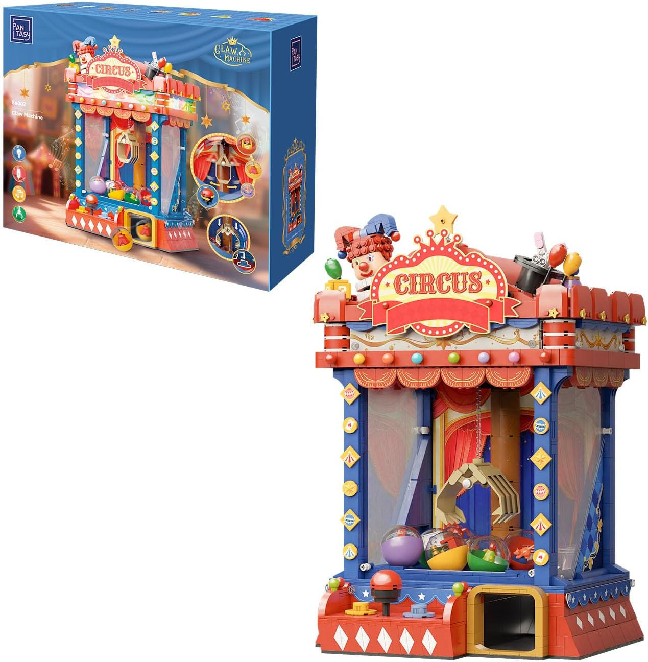 Retro Circus Claw Machine Building Kit, Arcade Style Arcade Machine Block Model