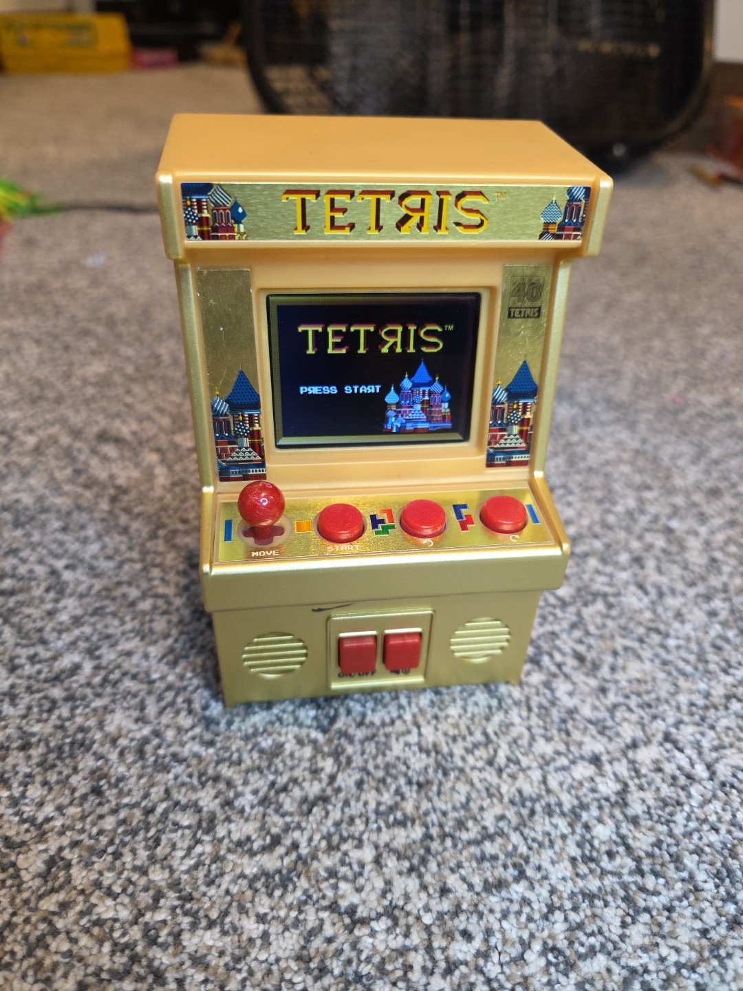Tetris Hand Held Classic Arcade GOLD Mini Retro VIDEO Game TESTED WORKS FUN