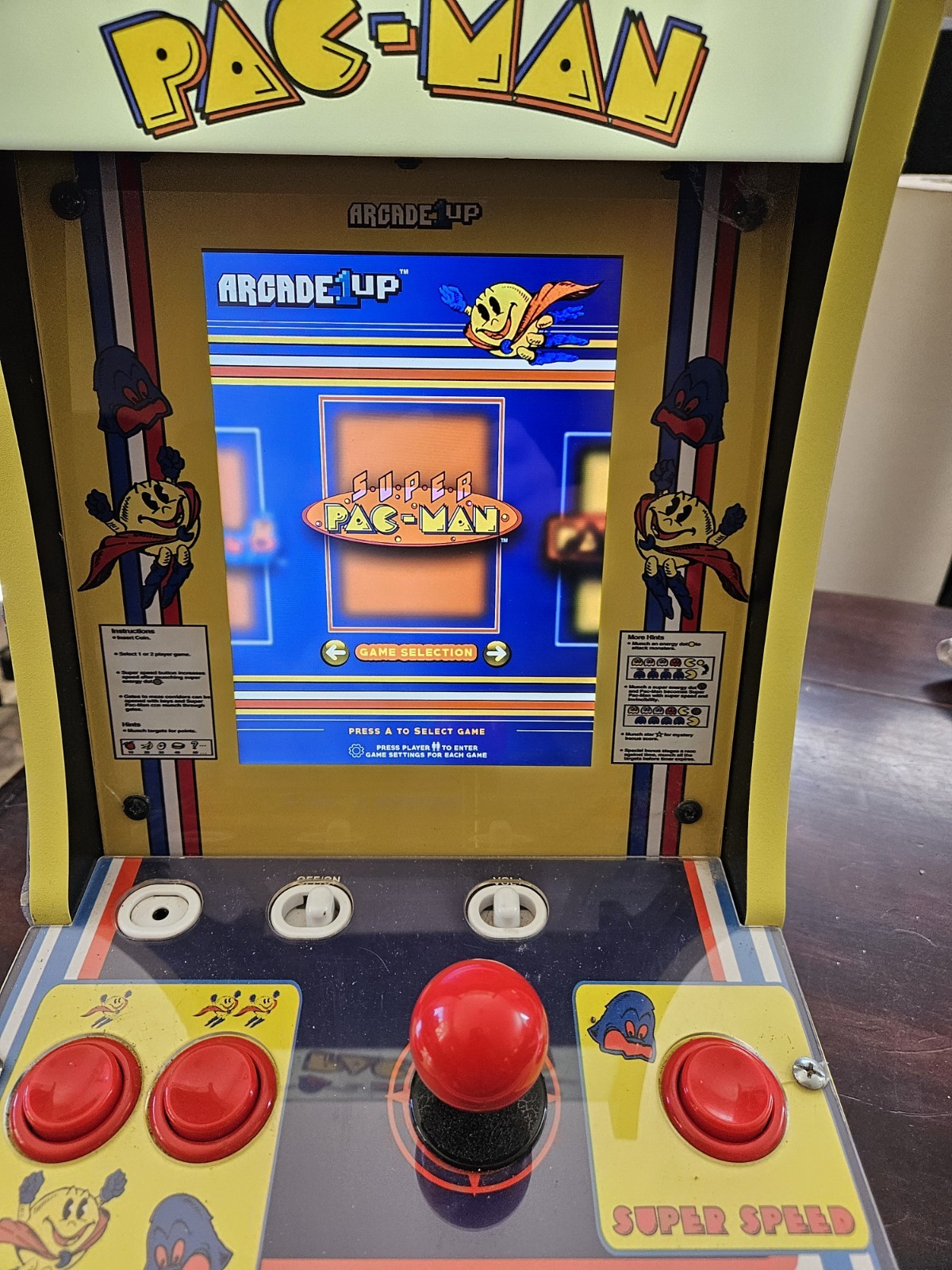 Arcade 1UP Super PAC-Man Counter Top Arcade Machine 4 Games PAC-C-01334 Tested