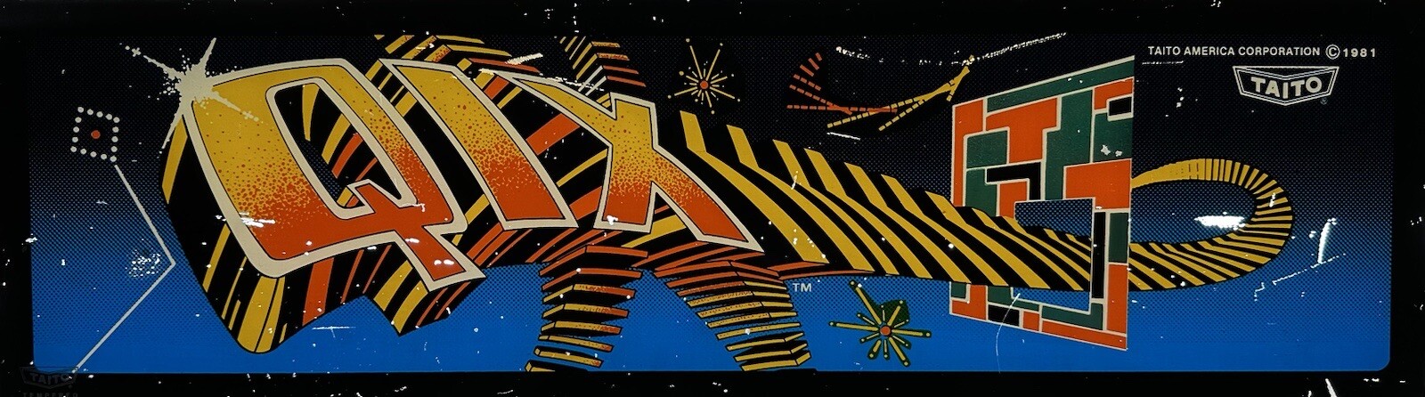 Two Vintage Arcade Video Game Original Marquee “Quix”