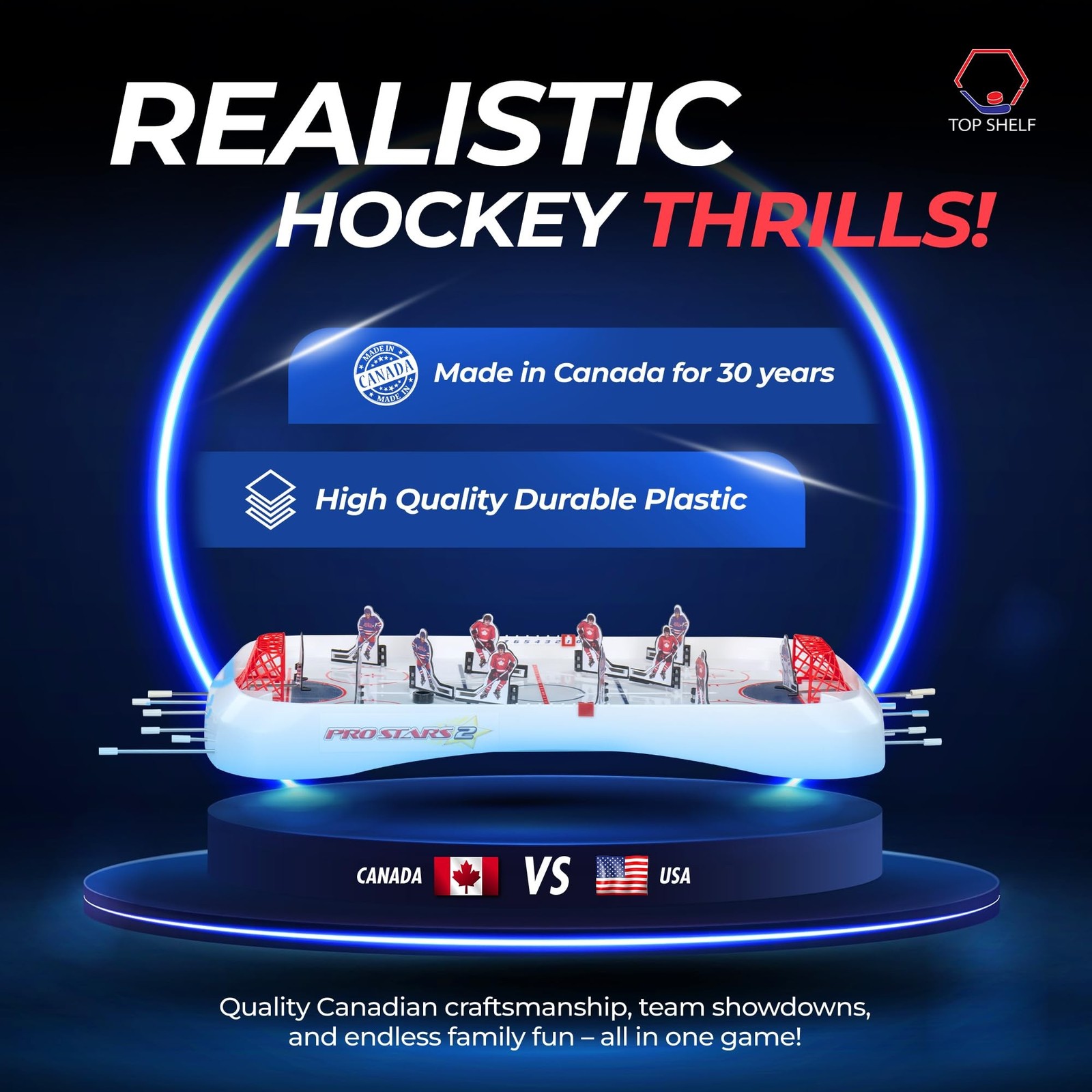 TOP SHELF Pro Stars: Ultimate Table Hockey Game – 28″ x 14″ Arcade Thrills fo…