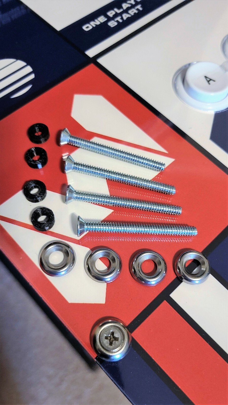 Arcade1UP Control Deck Screw Upgrade Kit (4 Screws, Washers, and Spacers) 