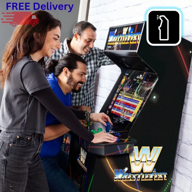 WWE 4 Player Arcade Cabinet 5 Games 19” Screen Light Up Marquee Retro