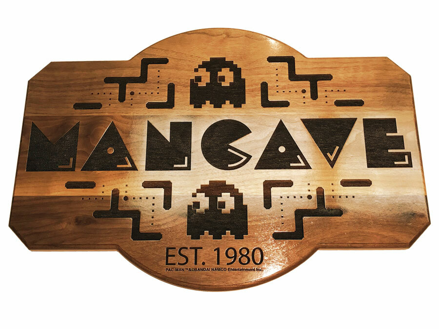 Pac-Man Mancave – Wooden sign – Laser engraved – High quality