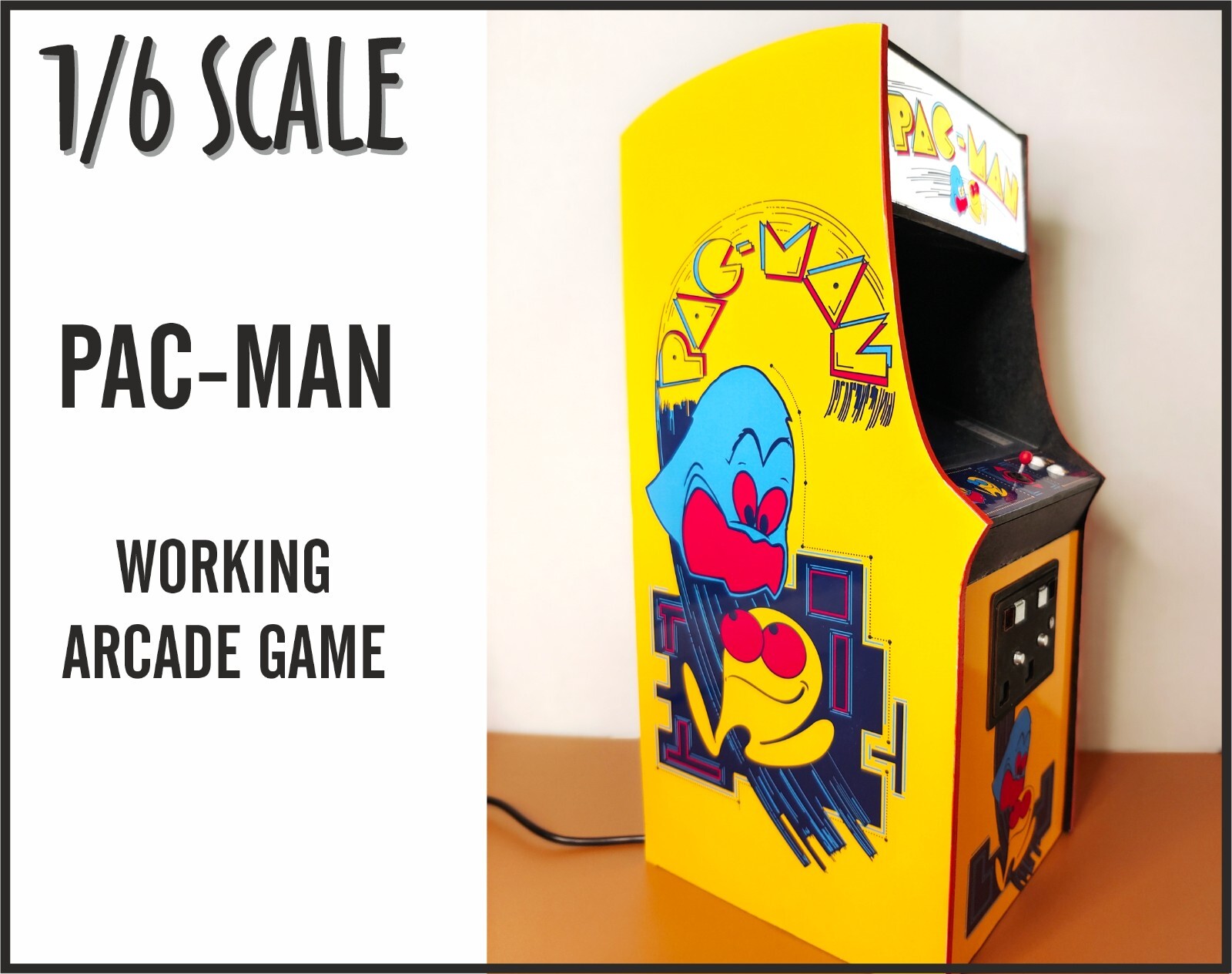 Pac Man 1/6 scale mini working arcade cabinet (Playscale, New Wave Toys).