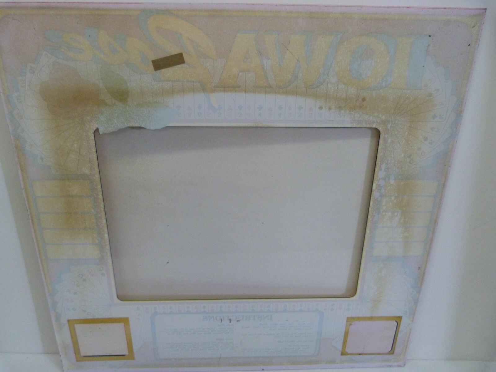 Vintage IOWA ROSE Video Poker Machine Arcade Game Hard Plastic Screen Top