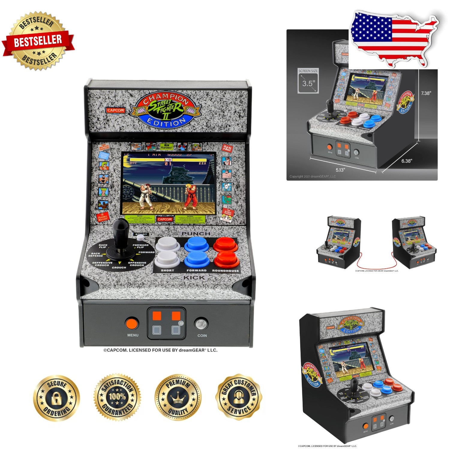 Authentic Street Fighter 2 Arcade Machine – Collector’s Edition, USB/Battery