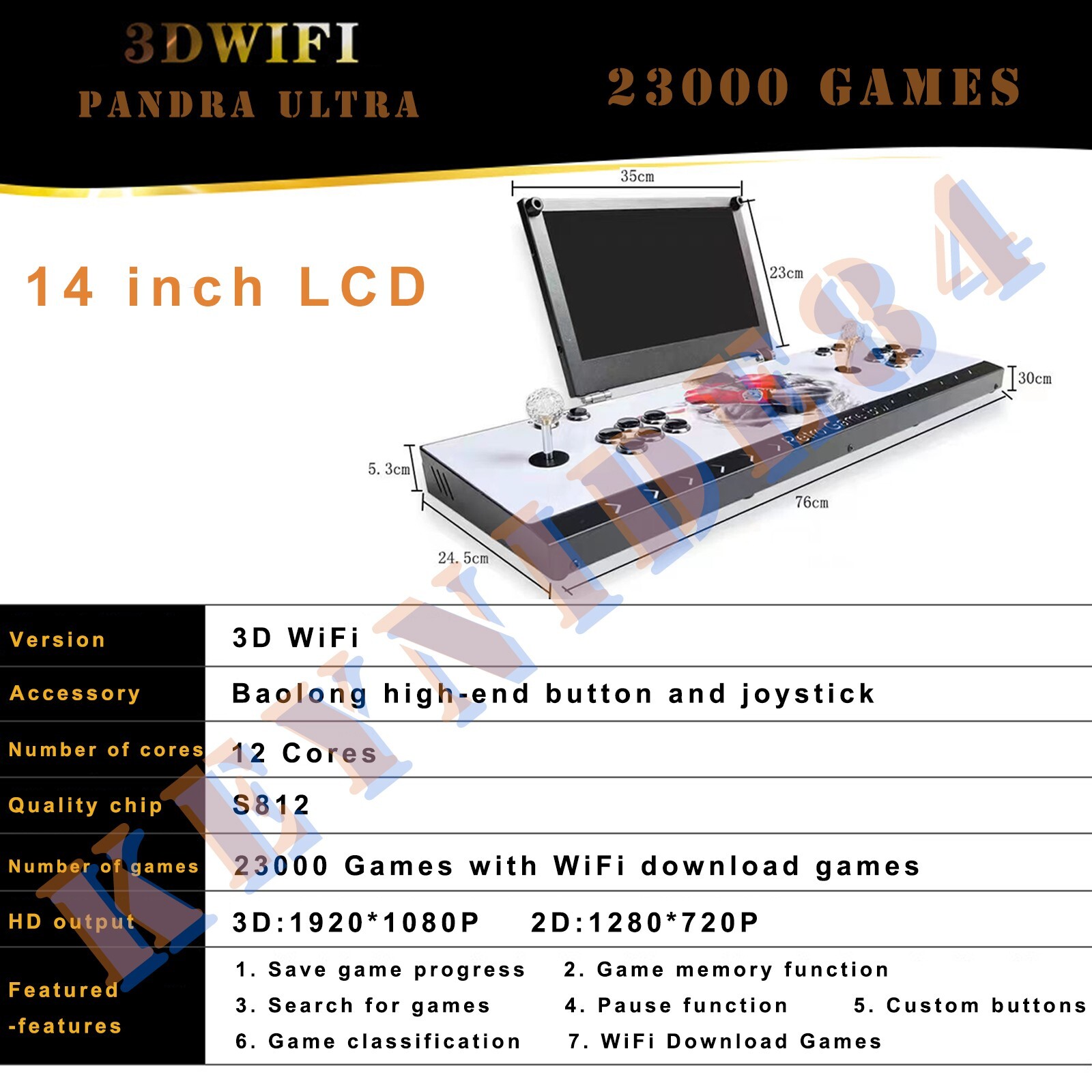 3D WiFi 23000 Games Pandora’s Box with 14 inches LCD Retro Game Arcade Console