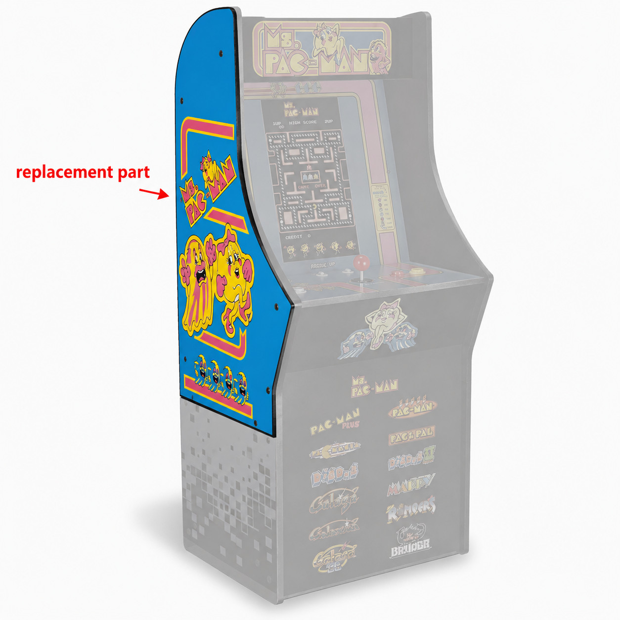 Arcade1Up Ms. Pac-Man Classic SE (Part D1) OEM Replacement Left Panel Only