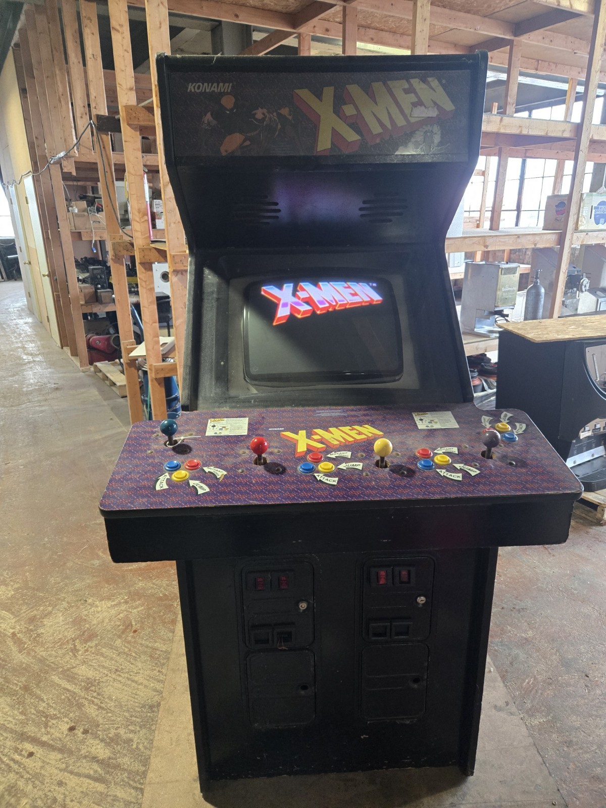 Konami X-Men Video Aracade 4 Player 25″ Upright PN 065251 – READ – FREE SHIPPING