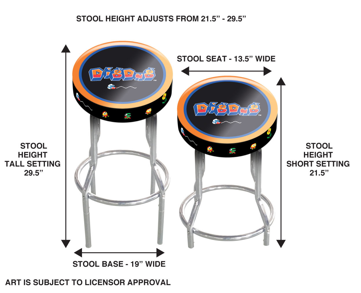 Dig Dug Adjustable Stool, Arcade1Up