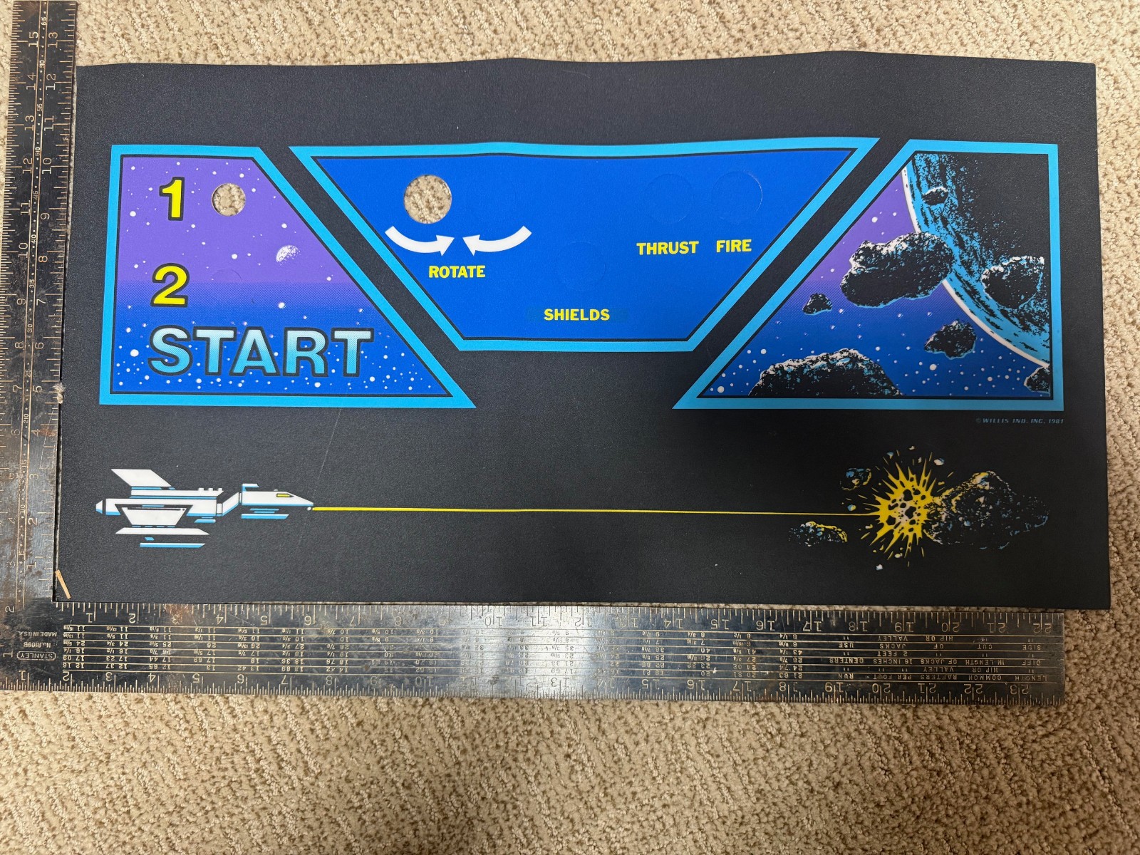 Asteroids Deluxe Arcade Control Panel Overlay CPO Reproduction Atari