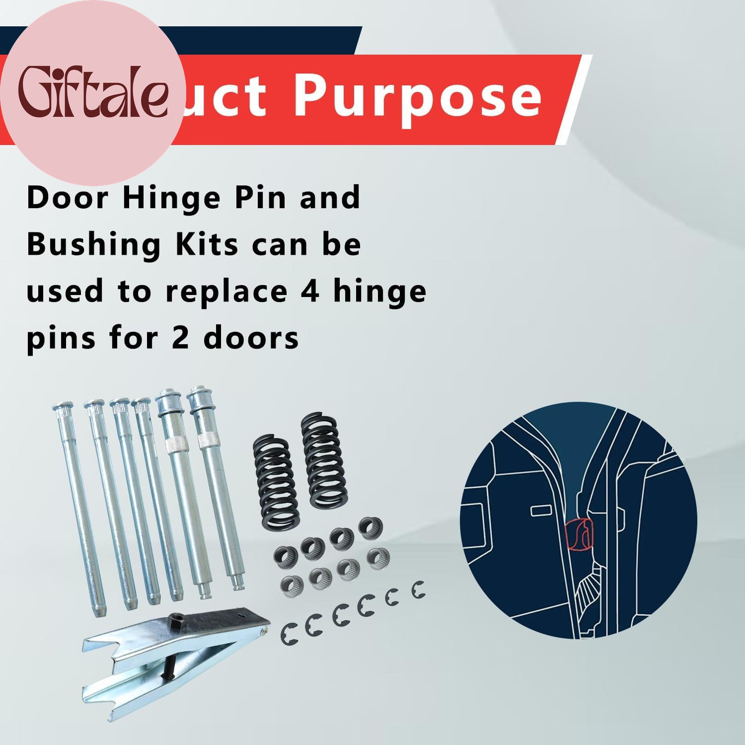 Door Hinge Pin and Bushing Kits for Door Hinge Repair with Door Spring Tool Comp