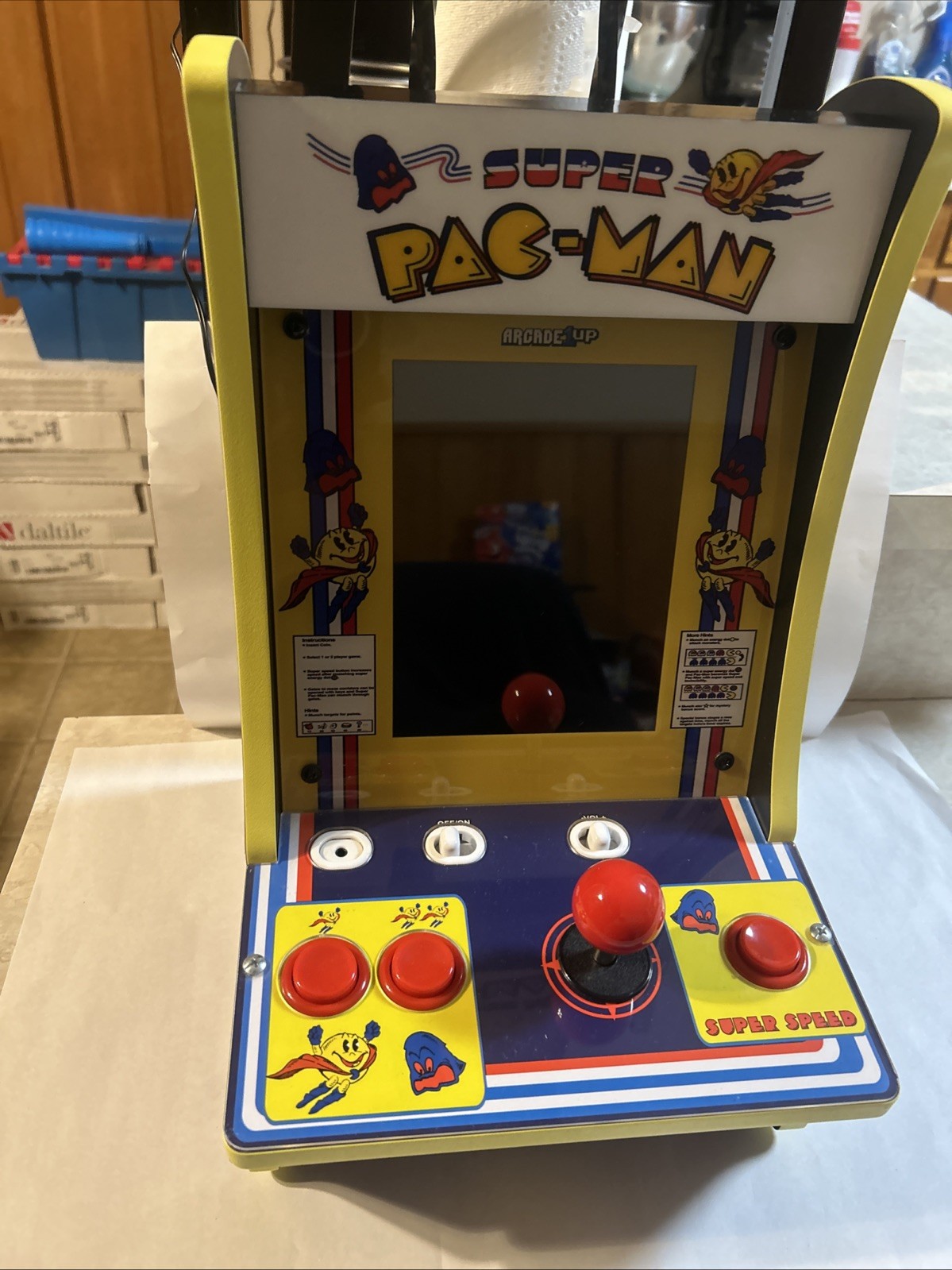 Arcade 1UP Super PAC-Man Counter Top Arcade Machine 4 Games – Tested/Working!