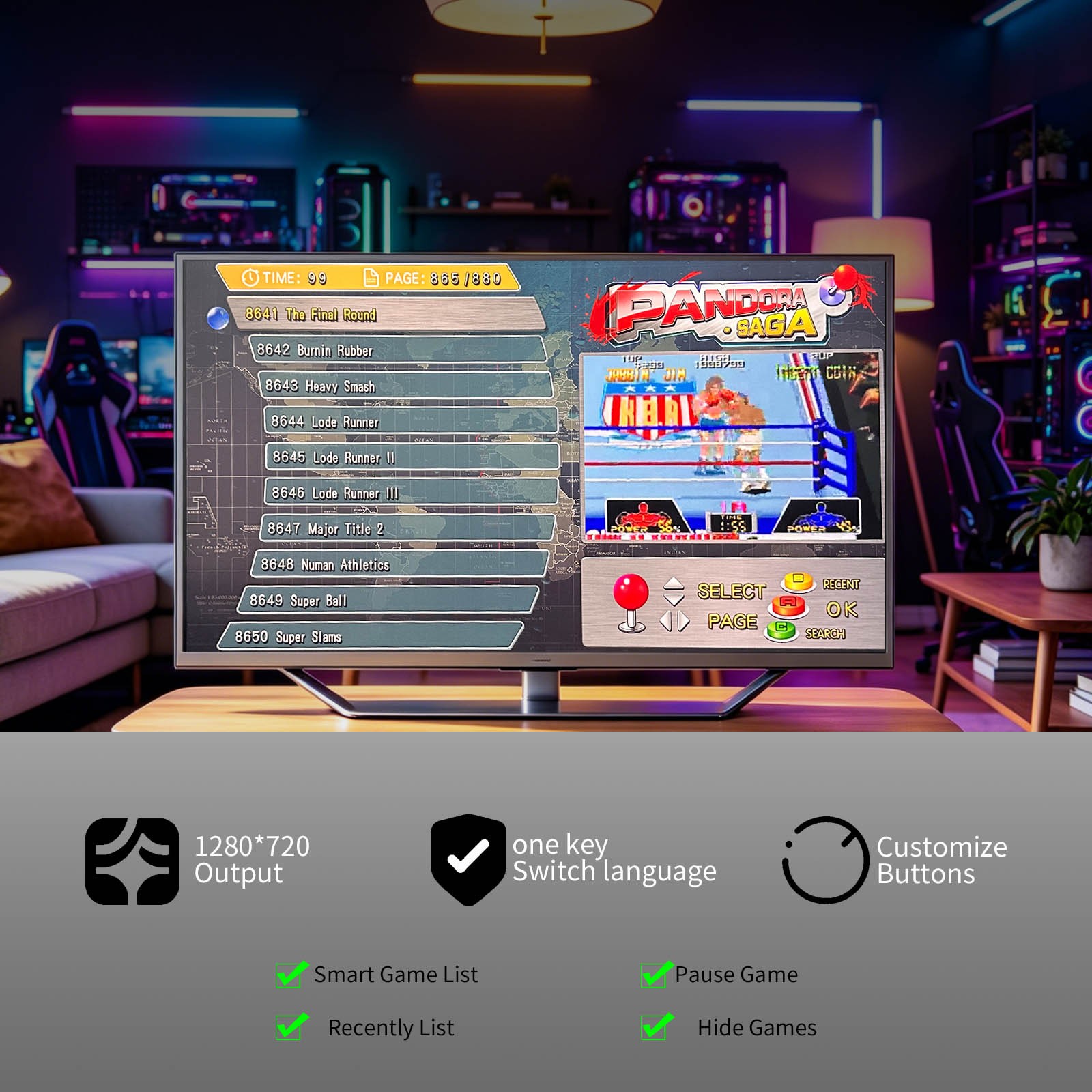 Pandora SAGA 3D 8800 in 1 Arcade Console Quick Emulator Classification HDMI