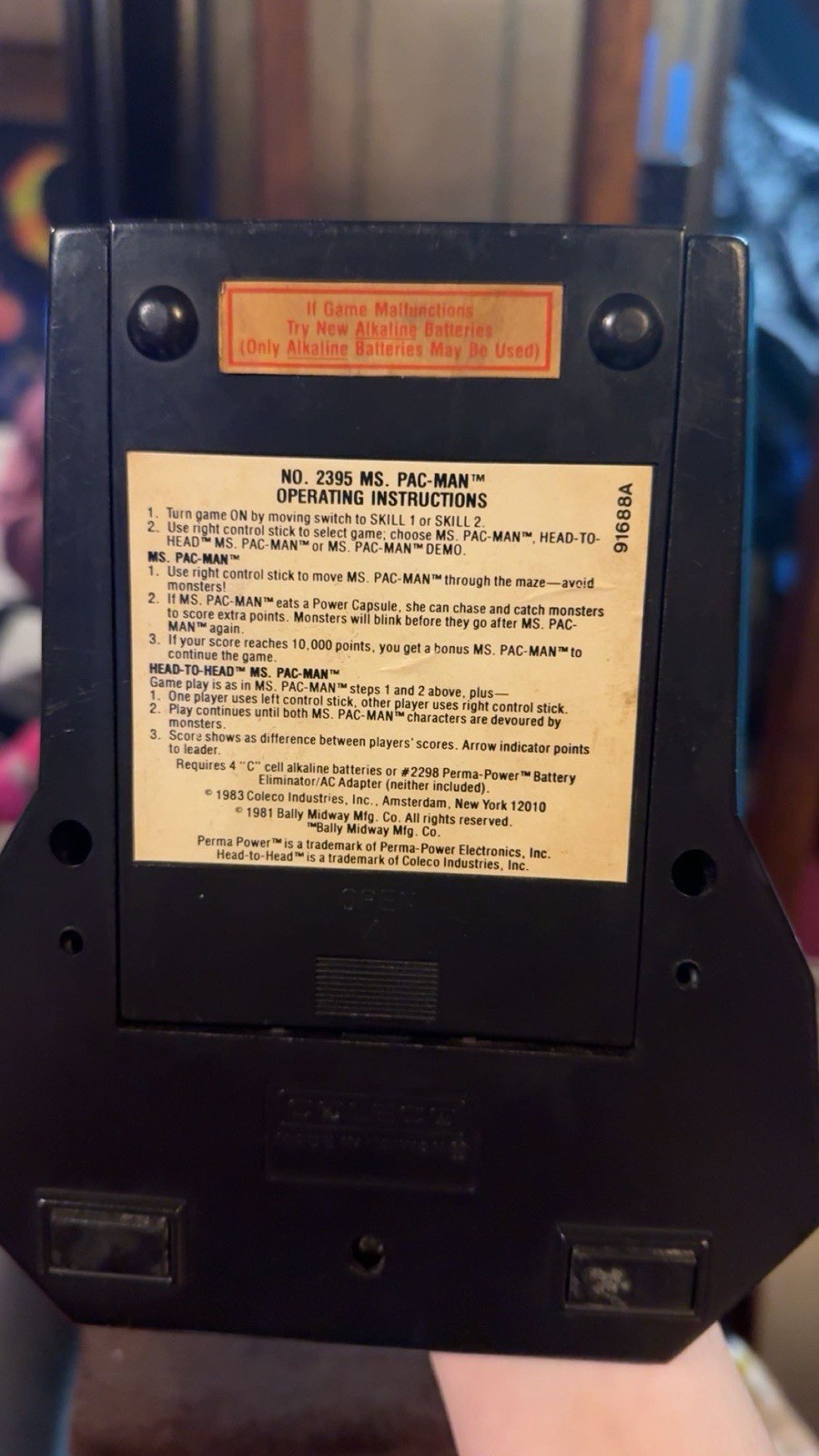 1981 Ms Pacman Table Top Arcade Coleco Bally Midway.
